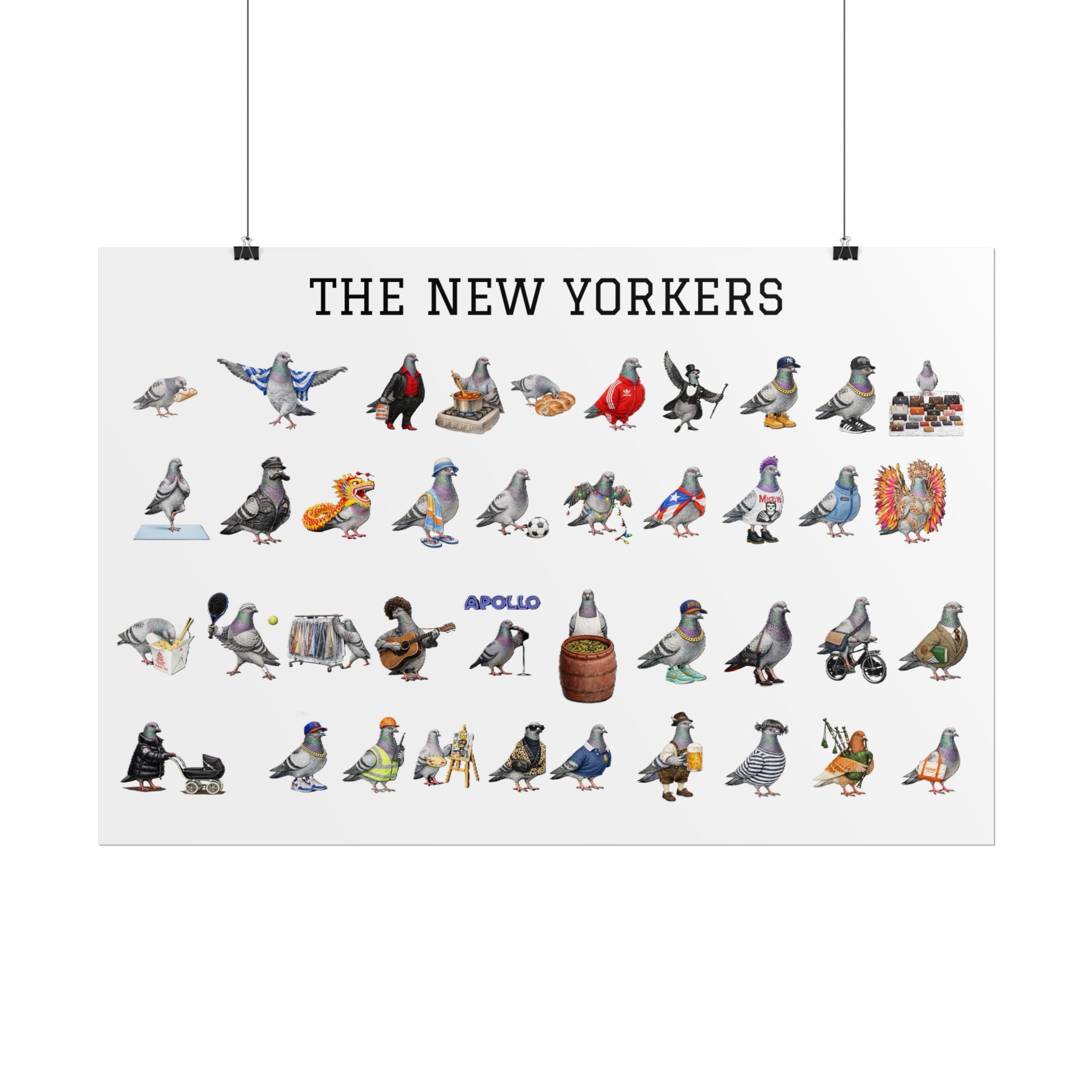 The New Yorkers Neighborhood Pigeons Rolled Poster | NYC Pigeon Gift for Bird Lovers