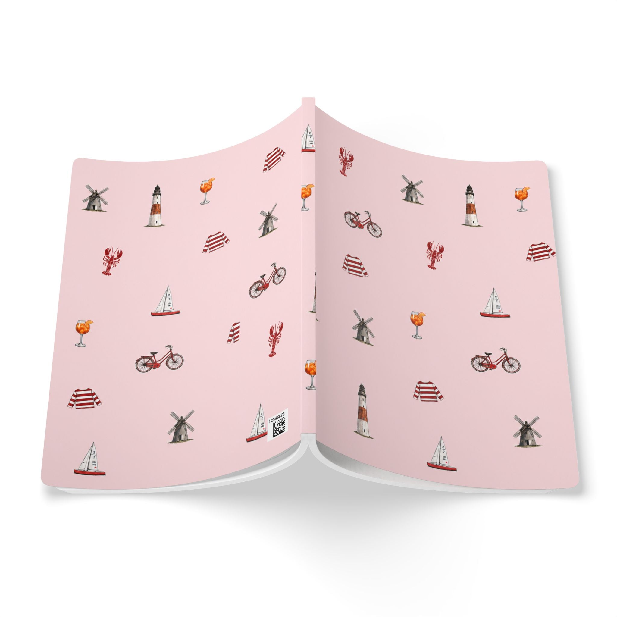 Icons of The Hamptons Pink Softcover Notebook