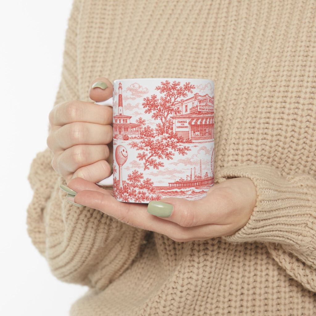 Atlantic City Red Toile de Jouy 11oz Mug