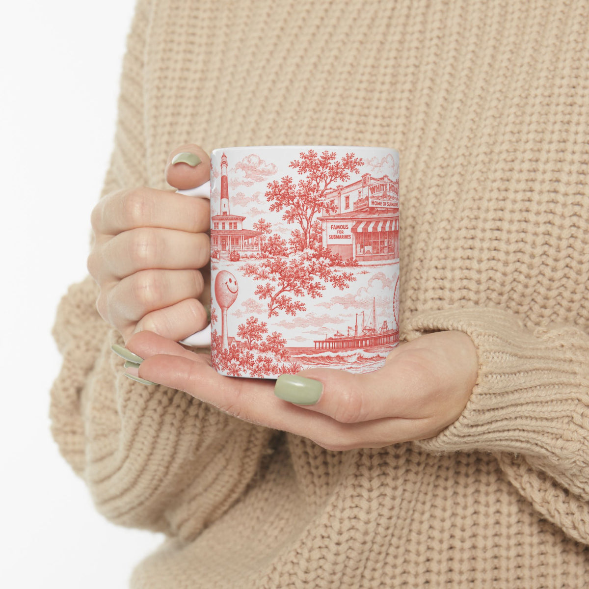 Atlantic City Red Toile de Jouy 11oz Mug