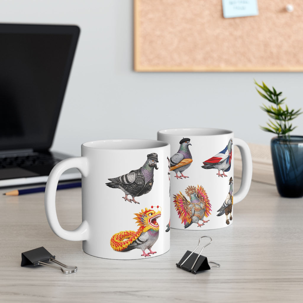 Parade Day New York | NYC Pigeon 11oz Party Time Mug  St. Patrick's Day, Bastille Day, West Indian Day, Puerto Rican Day, Oktoberfest, Dominican Day, Chinese New Year, Gay Pride