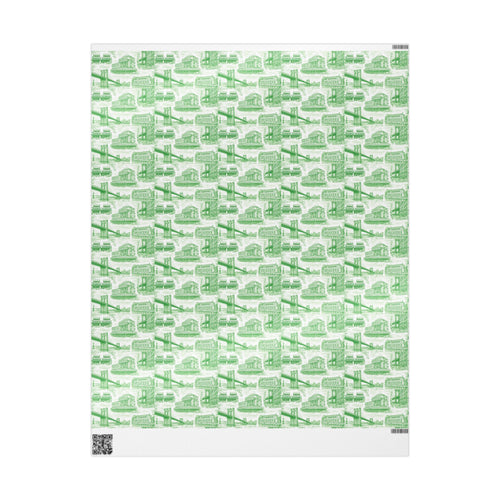 Brooklyn NYC Green Toile Gift Wrapping Papers   Chinoiserie New York City Gift Wrap Brooklyn Bridge Prospect Park Junior's DUMBO Museum