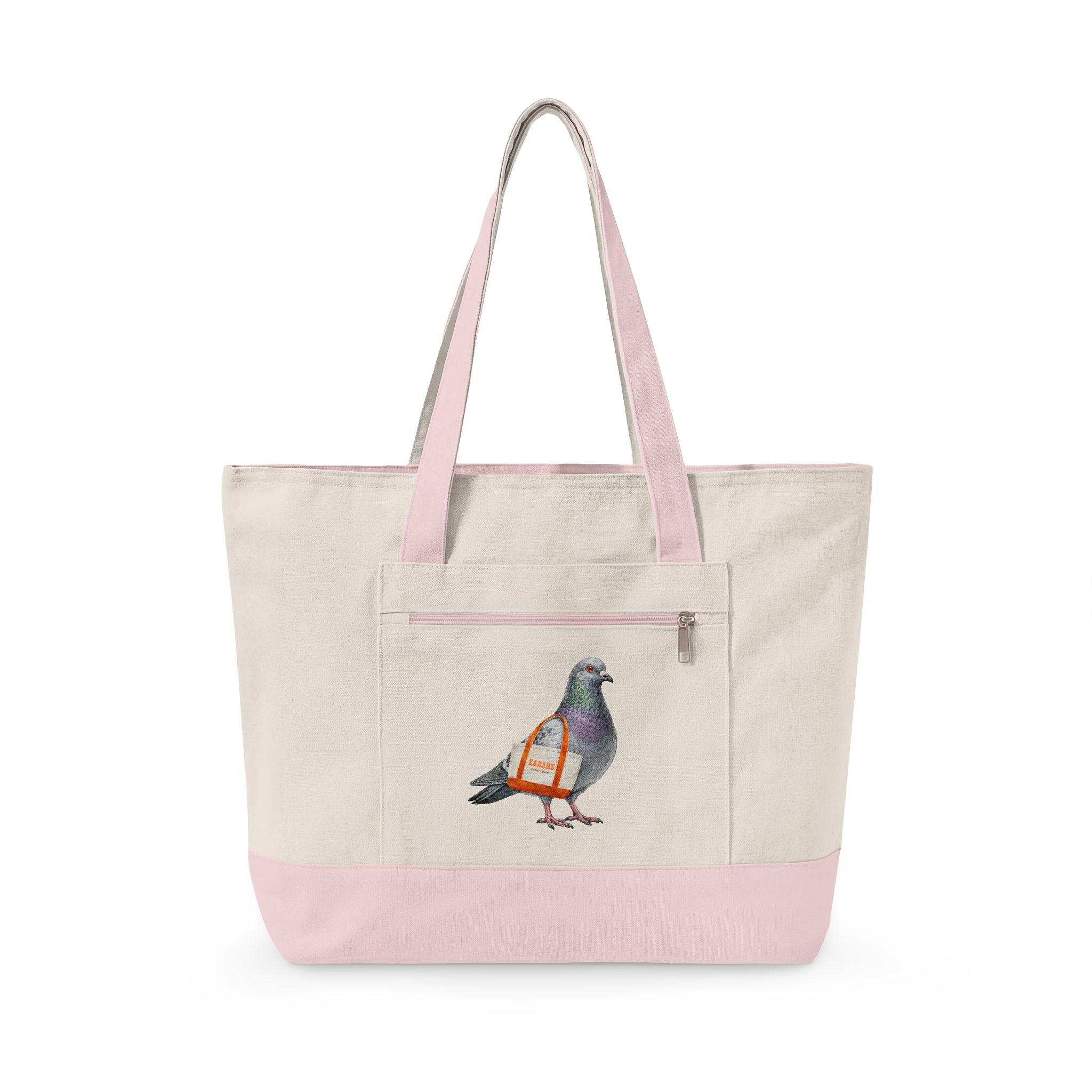 Upper West Side NYC Pigeon Zippered Canvas Grocery Tote    The New Yorker UWS Bird Lovers Grocery Bag