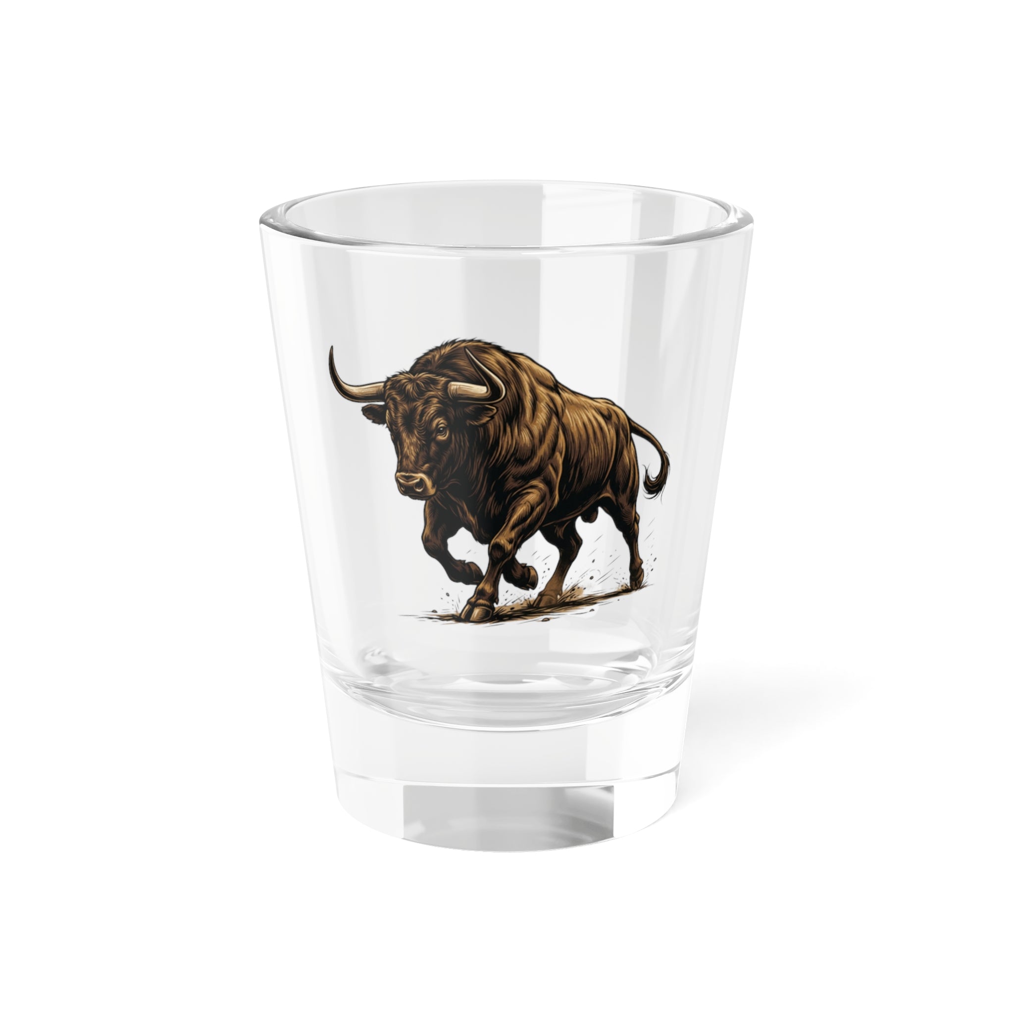 Wall Street Bull Market Shot Glass | 1.5oz Charging Bull Glass Shooter