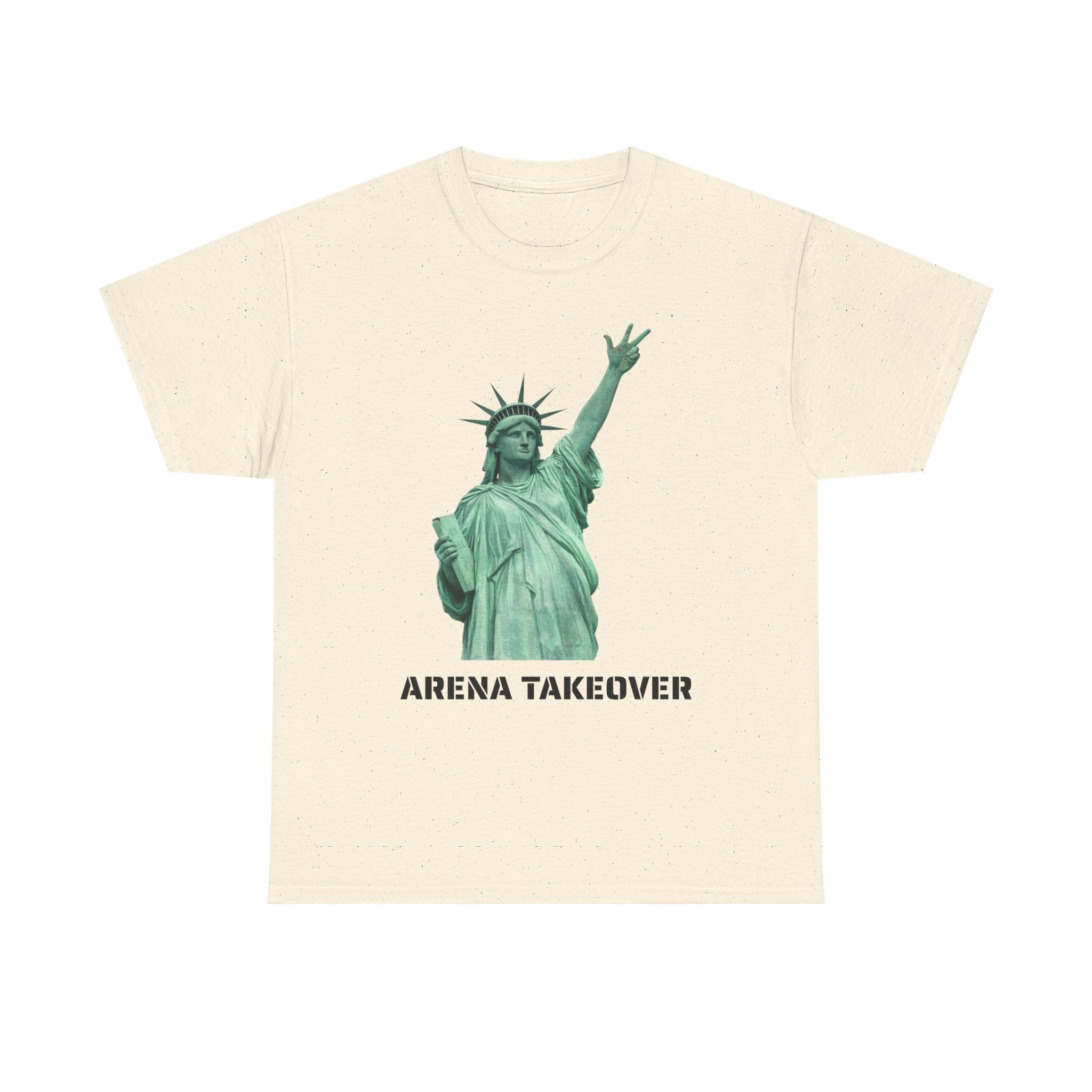 Arena Takeover Statue of Liberty Three Points T-Shirt | NYC Jalen Brunson Basketball 3 Point Shot Tee