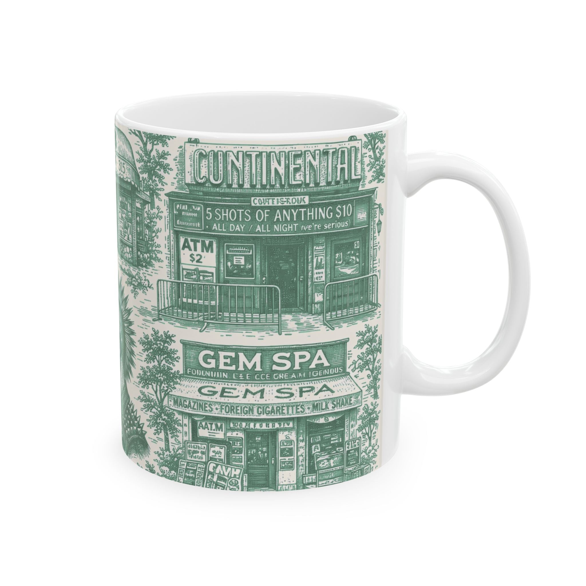 East Village Green Toile de Jouy Mug | NYC Chinoiserie Ceramic Mug