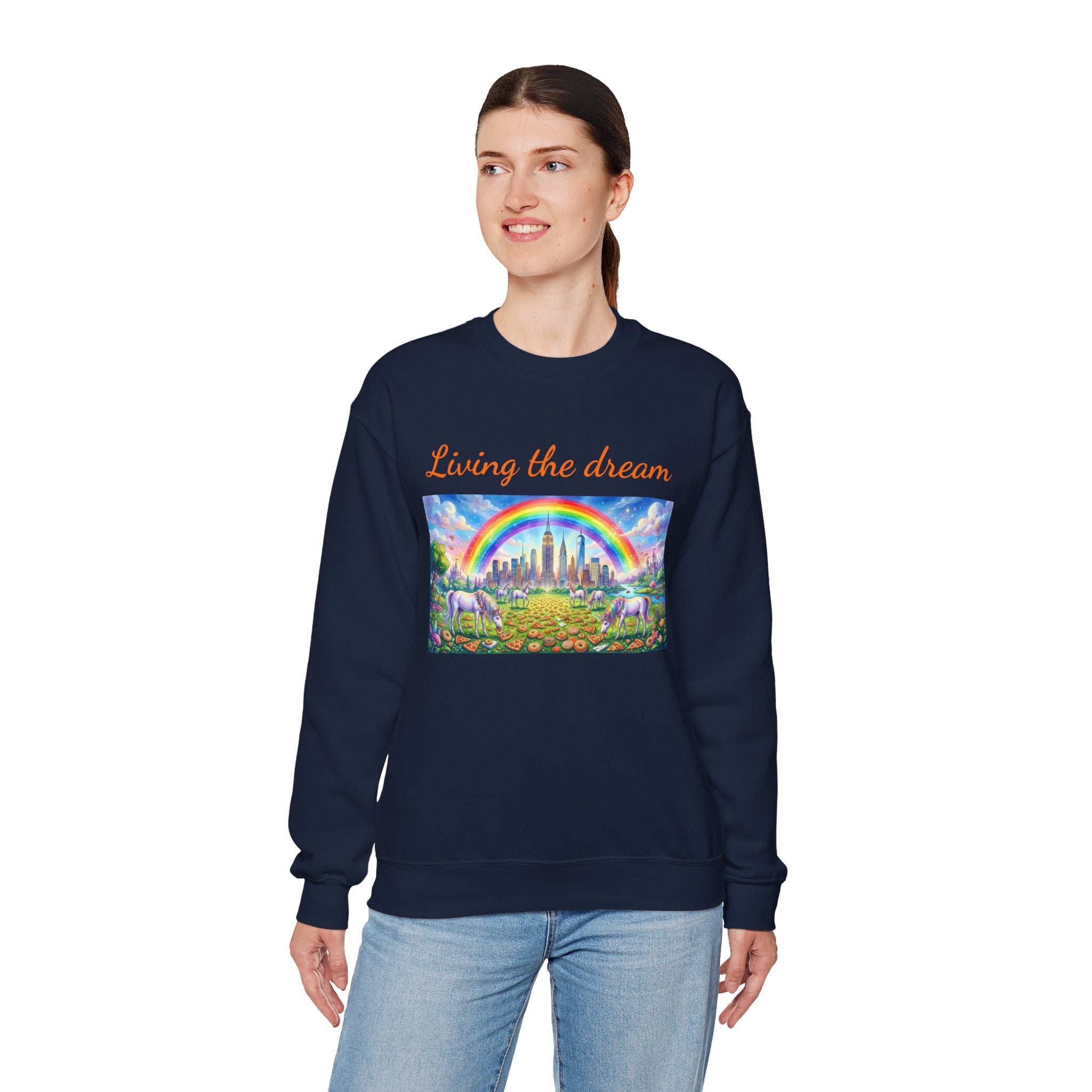 NYC Living the Dream Sweatshirt  New York Is a Fairy Tale Rainbows and Unicorns Sweater