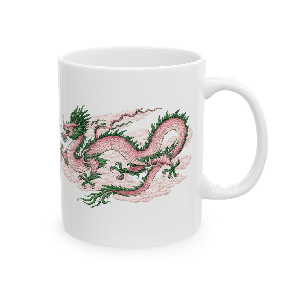 Chinatown NYC Pink Dragon Ceramic Mug — Chinese Mythology Coffee Cup 11oz