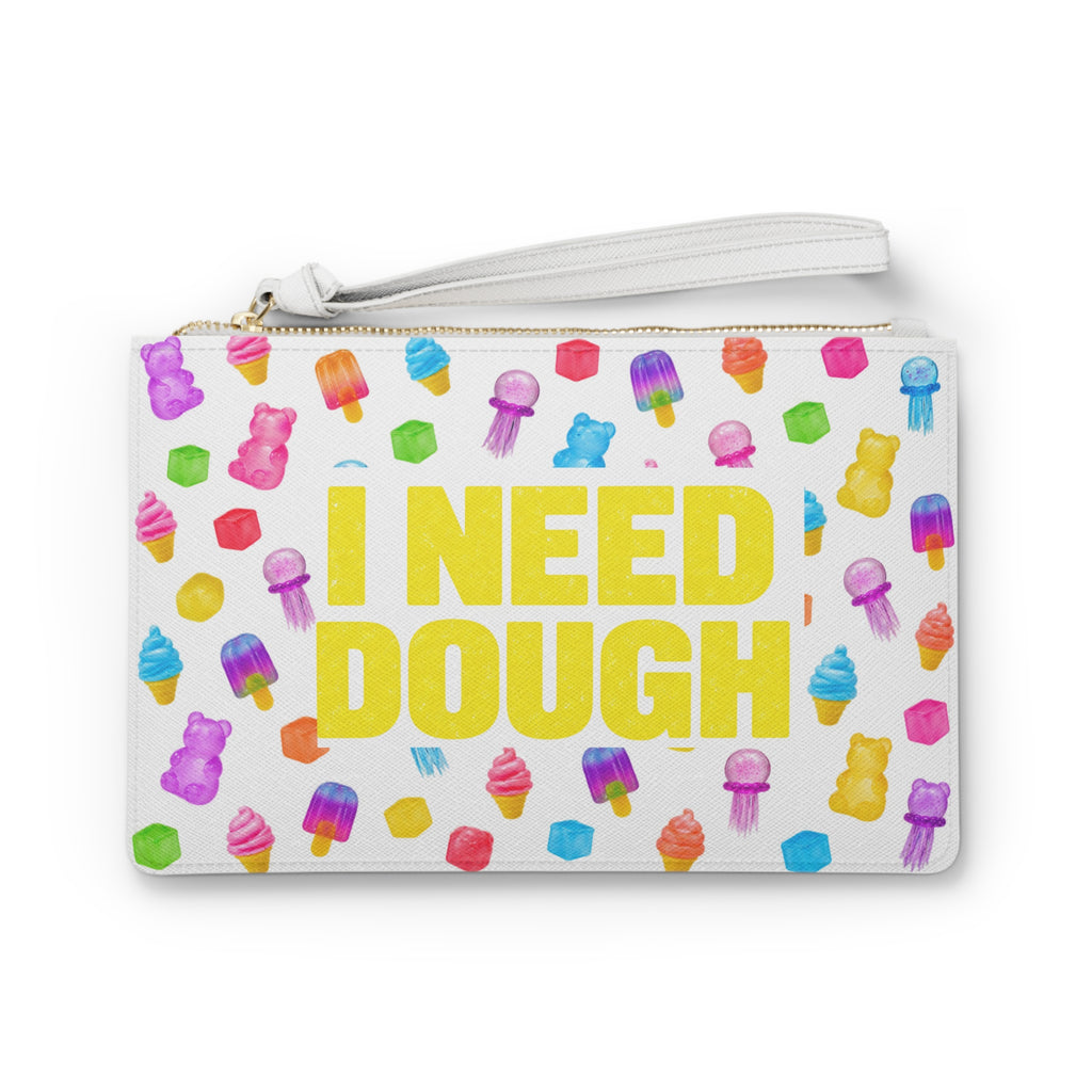 "Squishy Fund" Clutch Bag — "I Need Dough" Colorful Squishies Wallet