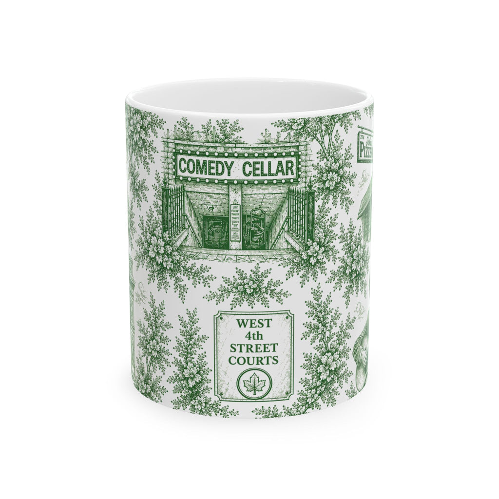 Greenwich Village Green Toile de Jouy Mug | NYC Chinoiserie Ceramic Coffee Cup