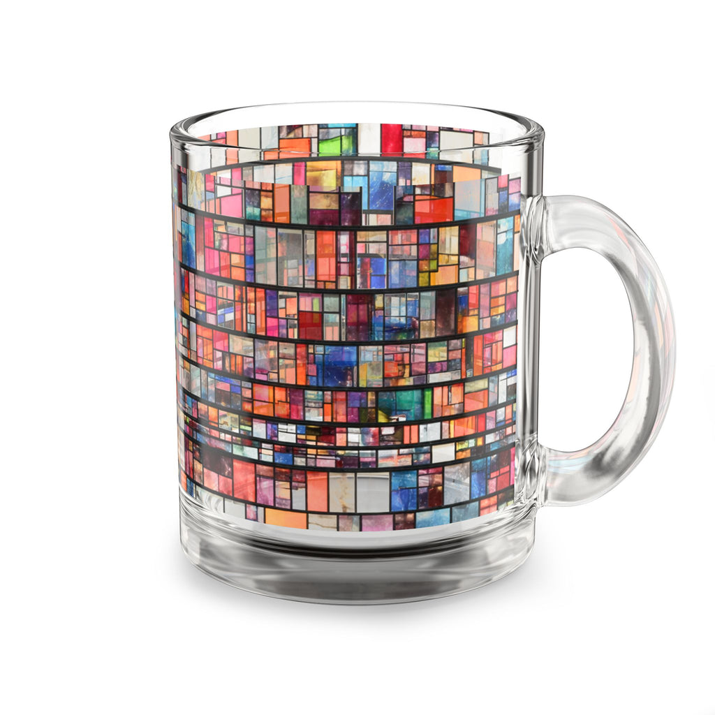 DUMBO Brooklyn Water Tower Stained Glass Mosaic Mug | Colorful Geometric Pattern Glass Mug, 10oz