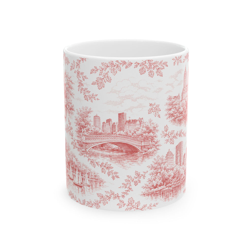 Central Park Red Toile de Jouy Mug | NYC Chinoiserie Ceramic Coffee Cup