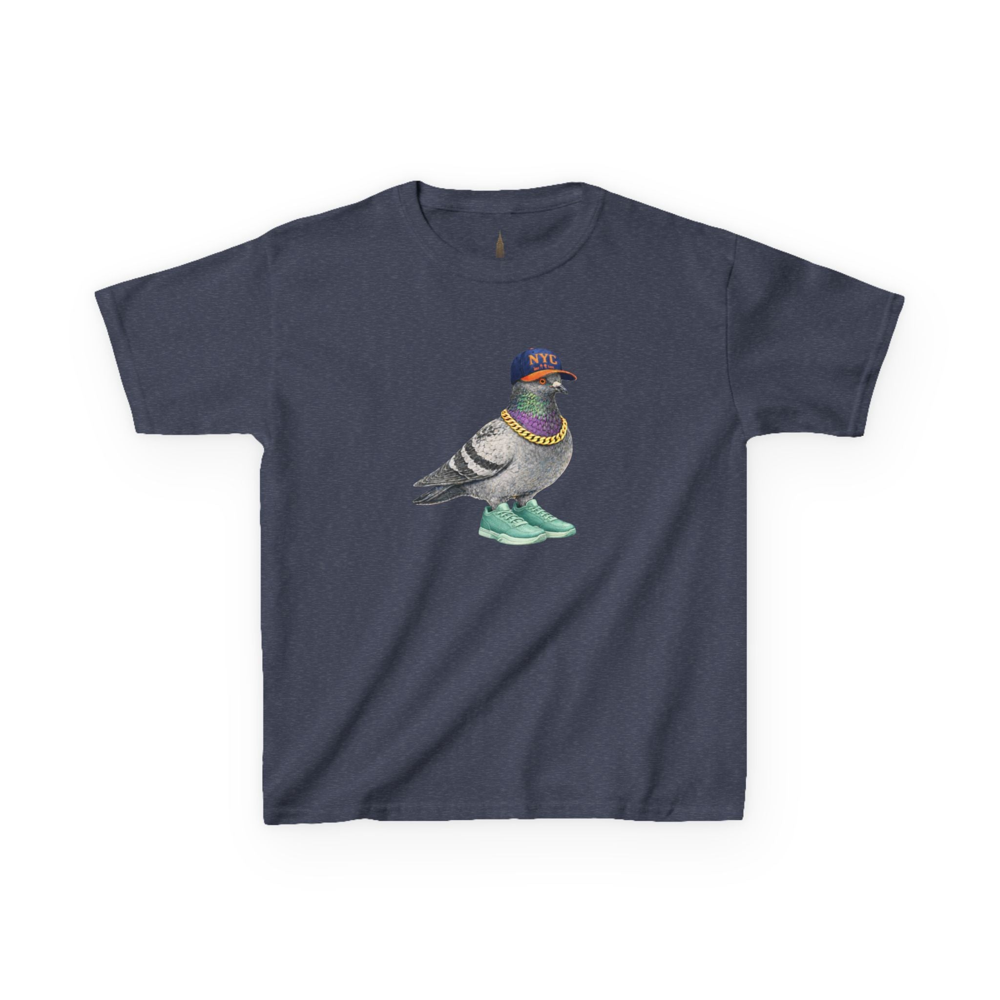 Customizable Manhattan NYC Pigeon Kid Tee —  Cute Basketball Fan Bird T-Shirt for Children