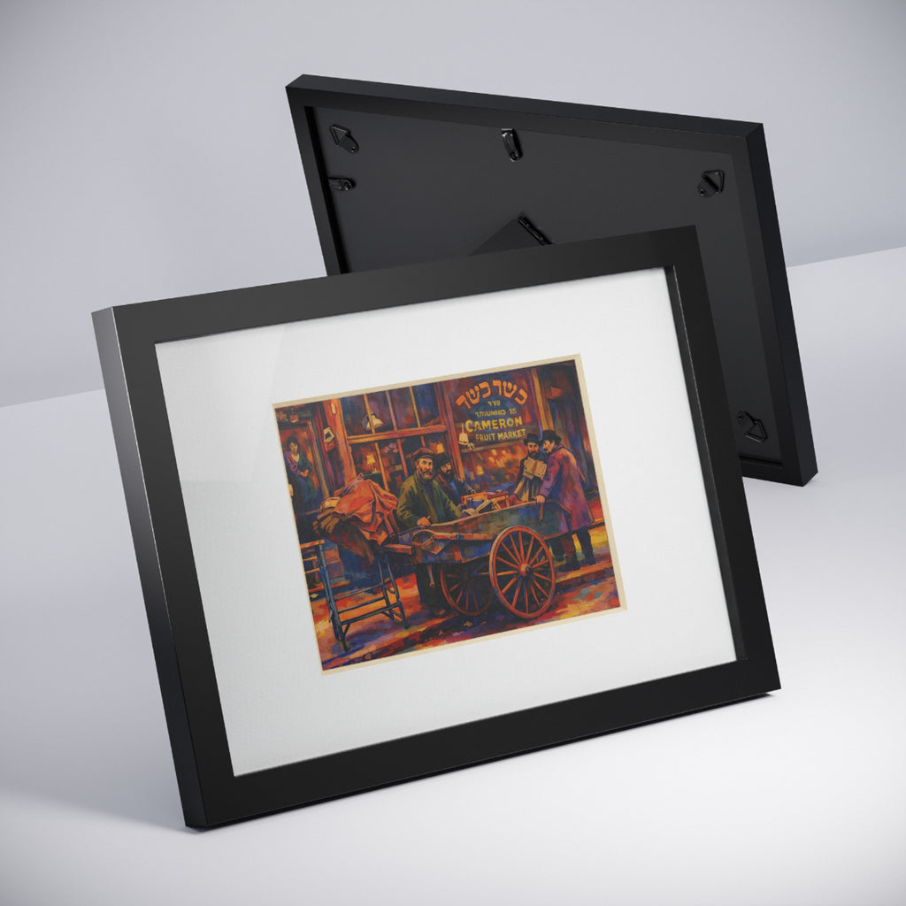 Colorized Historic Lower East Side 1 | Old New York Street Vendor Painting  | Black Frame