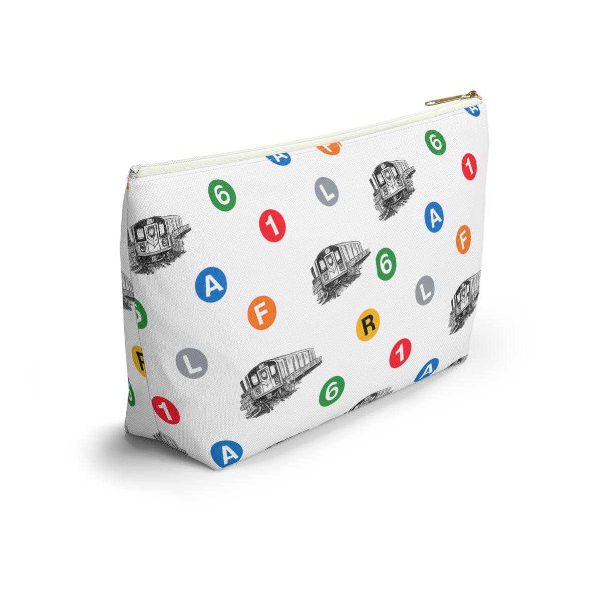 New York Subway Train Transit Icons Large Accessory Pouch — T-Bottom Makeup Bag