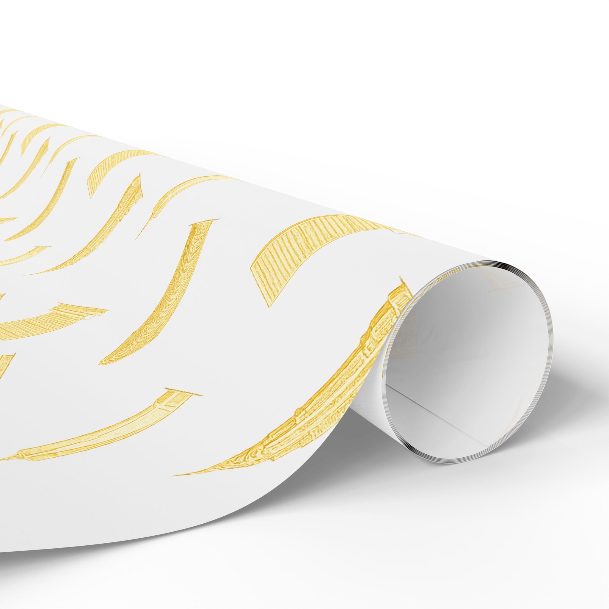 NYC Architecture Gold Pattern Gift Wrap Paper | Iconic New York Buildings Empire State Chrysler Flatiron Wrapping Paper