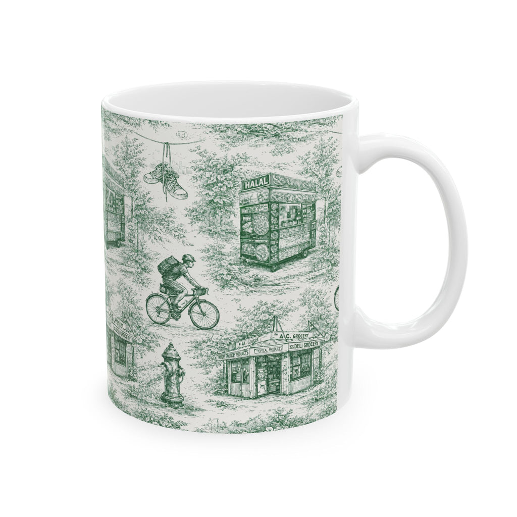 NYC Green Toile de Jouy Mug | ChinoiserieCeramic Mug