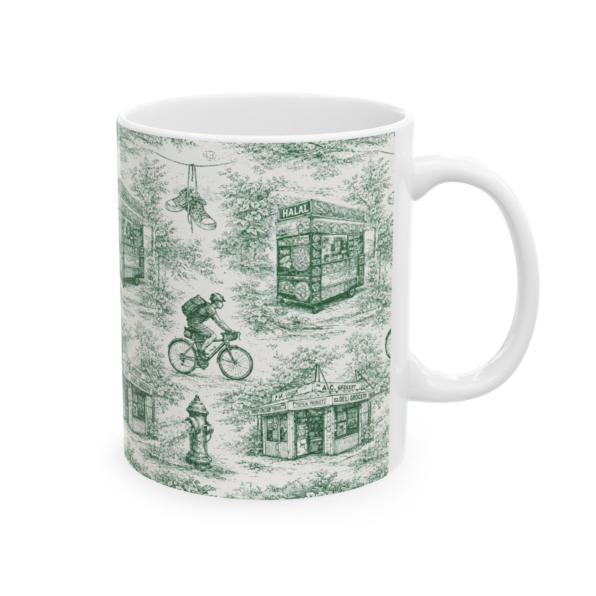 NYC Green Toile de Jouy Mug | ChinoiserieCeramic Mug