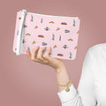 Icons of New York City Pink Clutch — Statue of Liberty, Taxi & Pizza Pattern