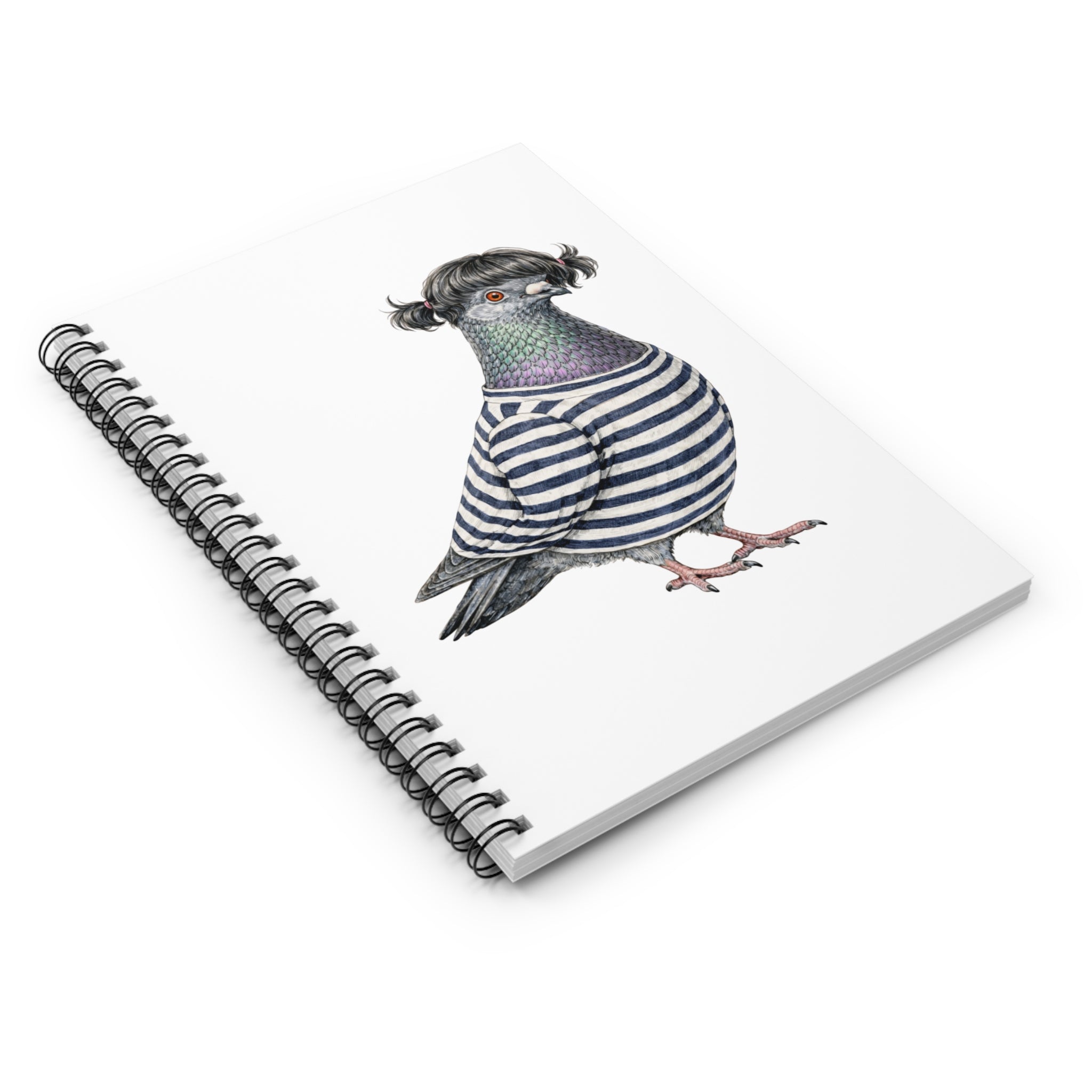 Customizable Williamsburg NYC Pigeon Spiral Journal | Brooklyn Mona Lisa Hipster Bird Lovers Notebook