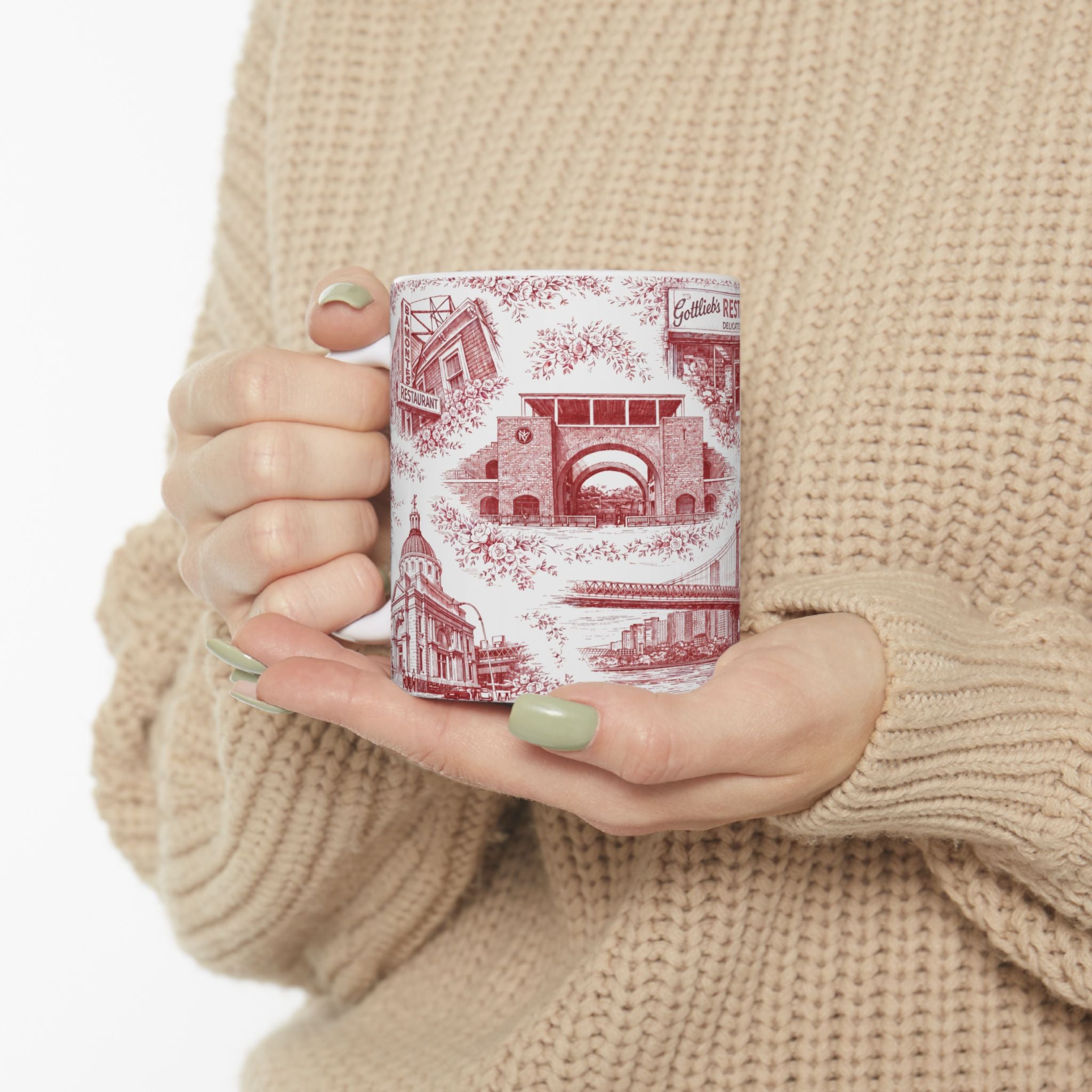 Williamsburg Red and White Toile de Jouy Mug | Brooklyn Ceramic Chinoiserie Mug