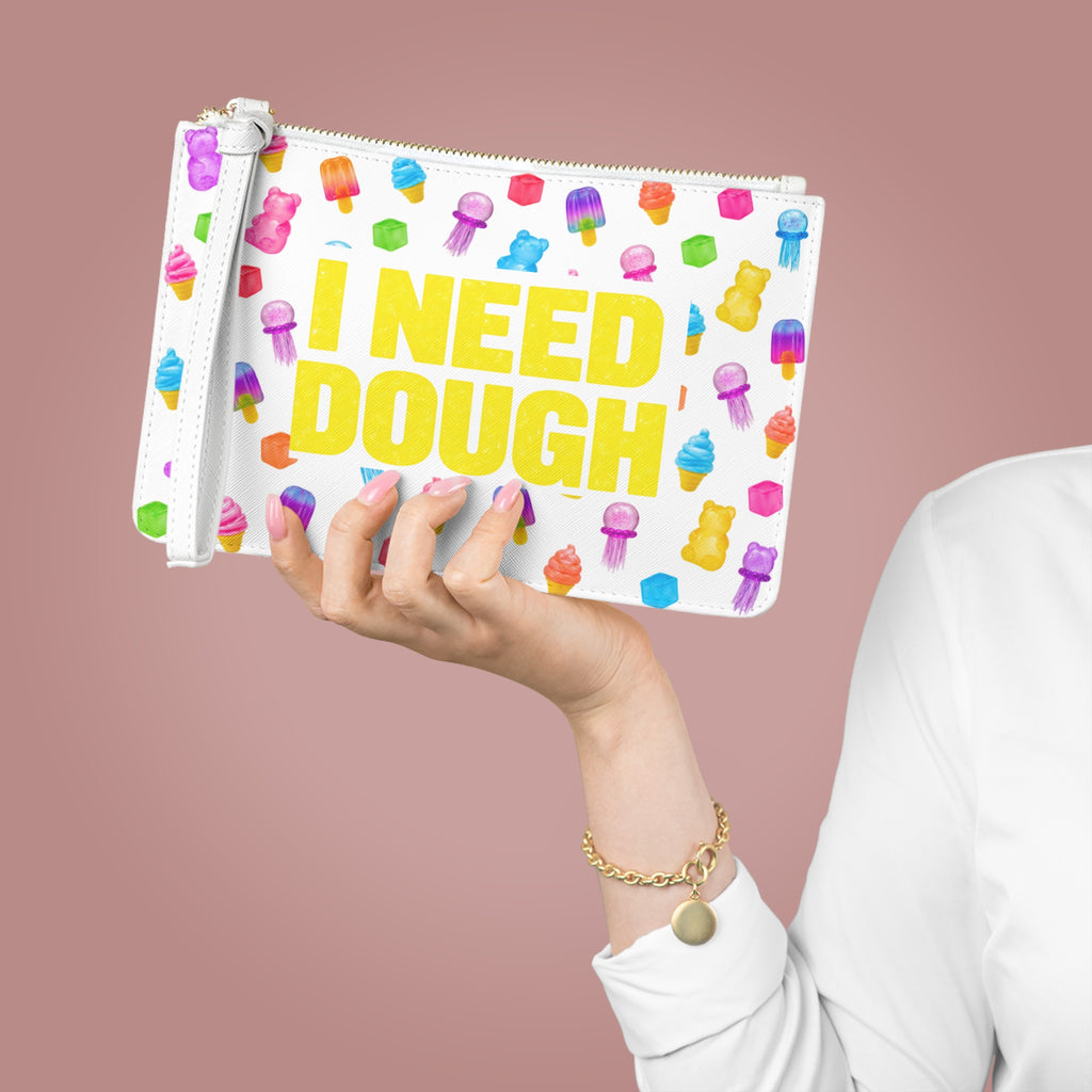 "Squishy Fund" Clutch Bag — "I Need Dough" Colorful Squishies Wallet