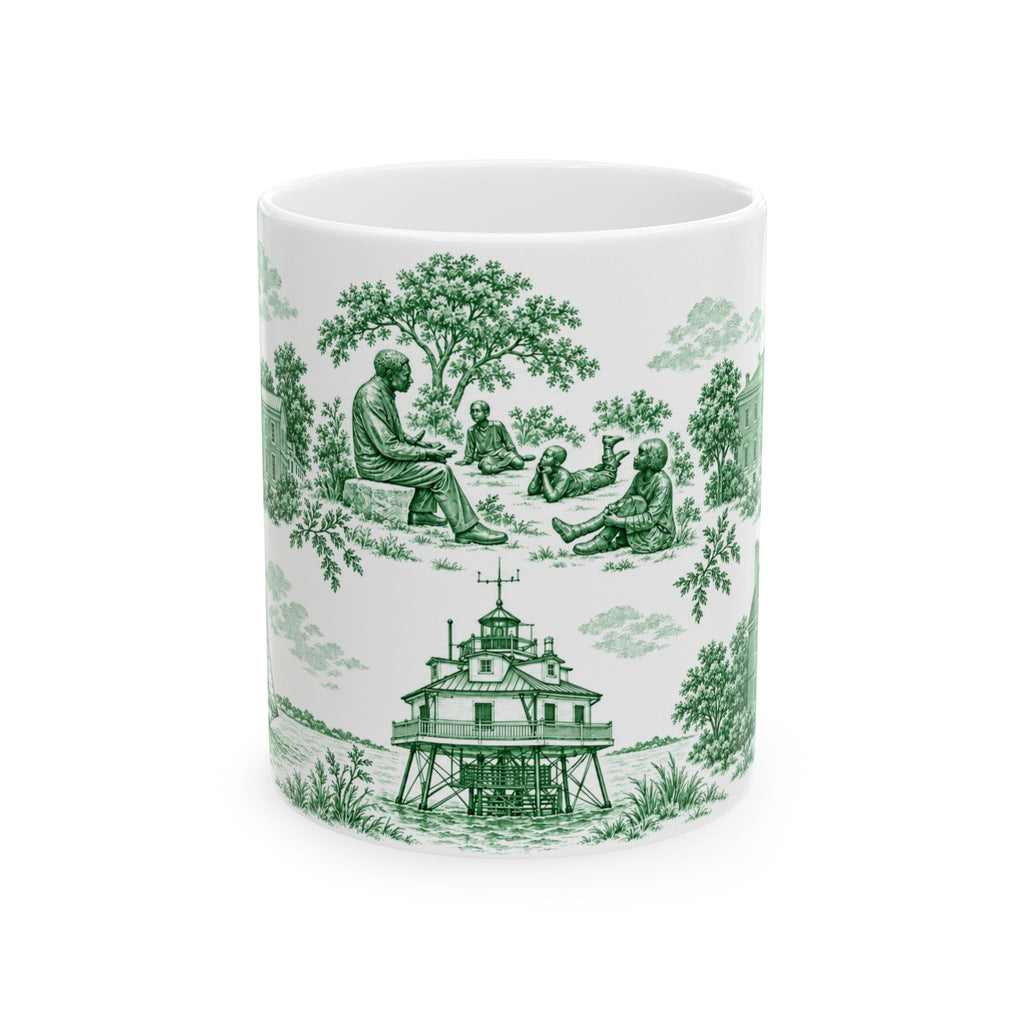 Annapolis Green Toile de Jouy Ceramic Mug – Vintage Scenic 11oz Mug