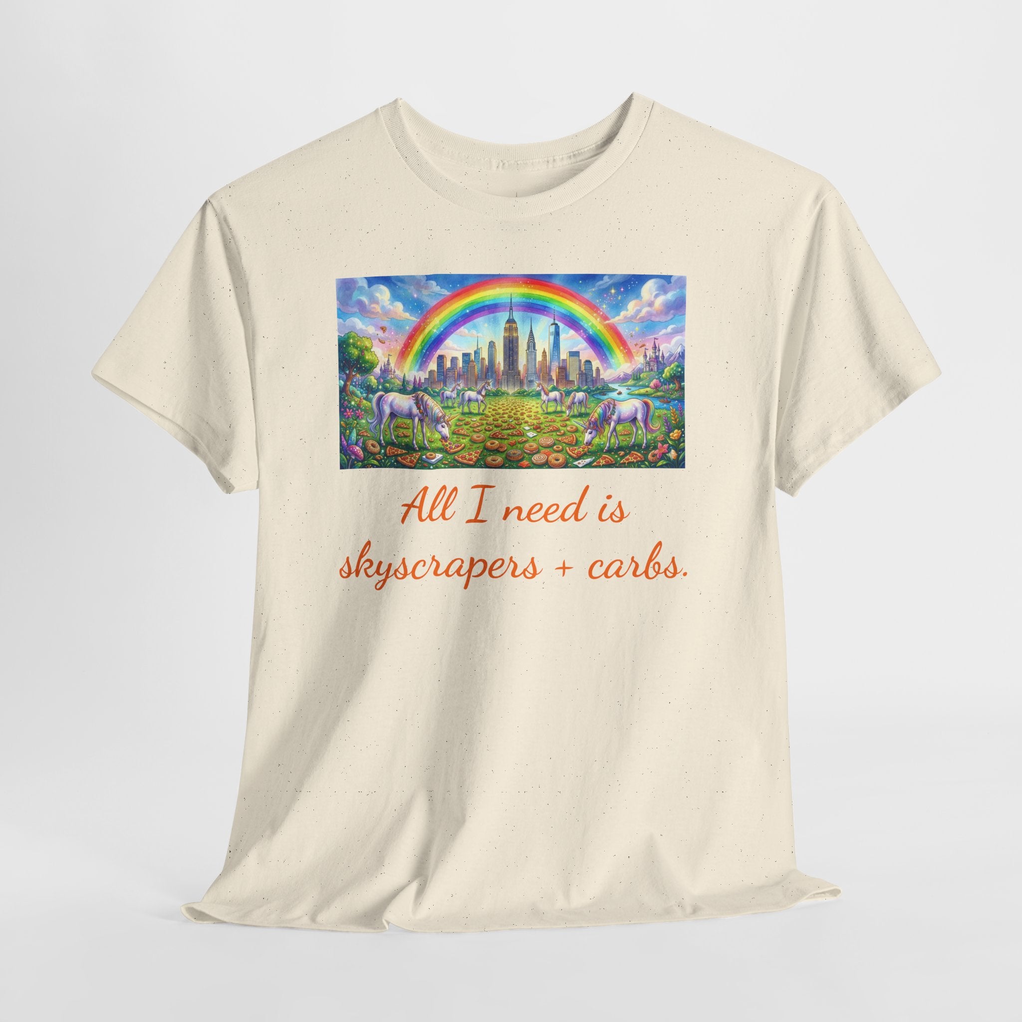 NYC Skyscrapers and Carbs T-Shirt | New York Is a Fairy Tale City Tee