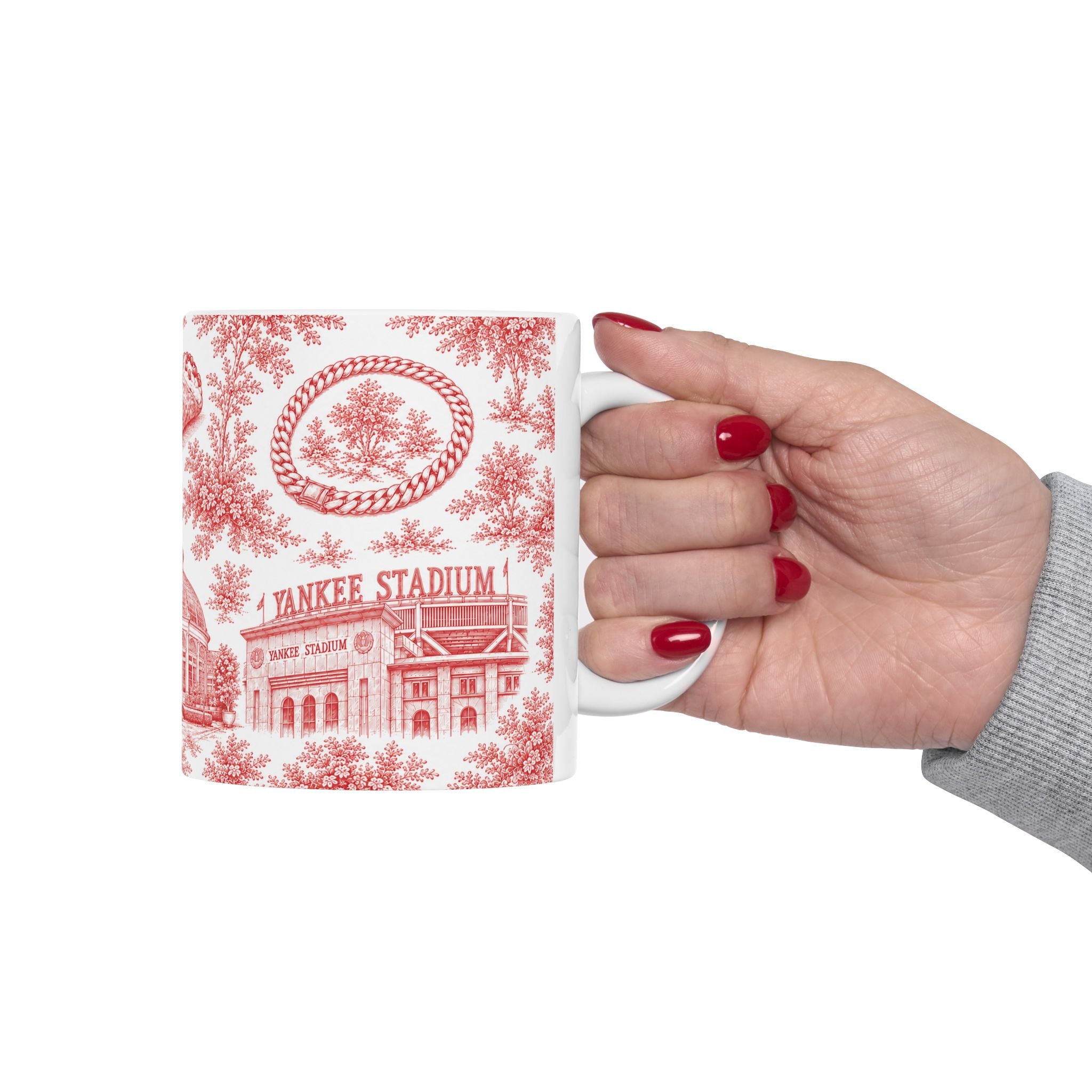 Bronx Red Toile de Jouy Mug | NYC Chinoiserie Ceramic Coffee Cup