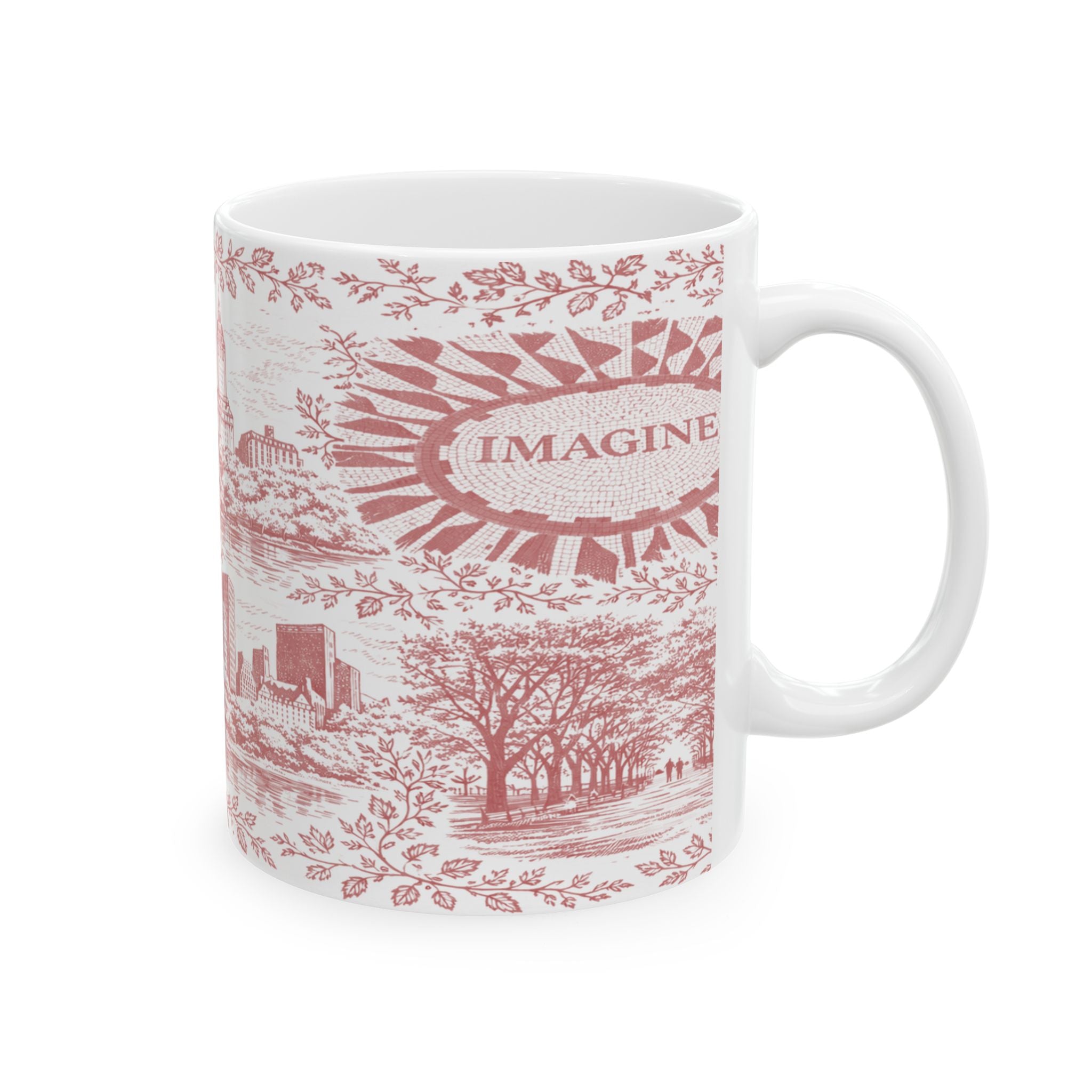 Central Park Red Toile de Jouy Mug | NYC Chinoiserie Ceramic Coffee Cup