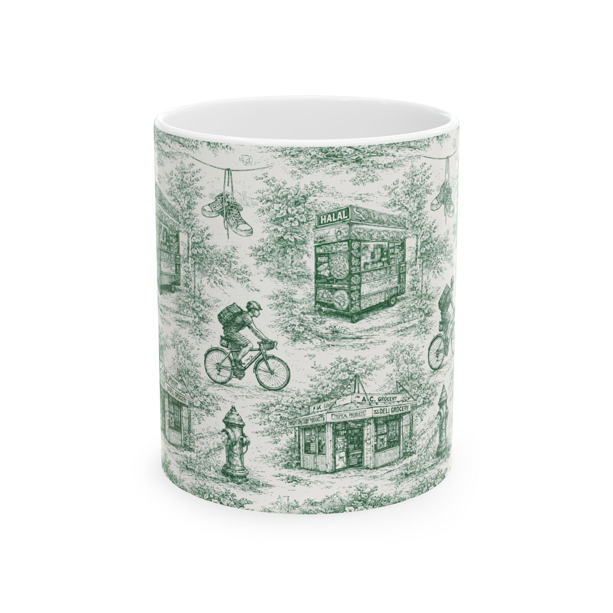NYC Green Toile de Jouy Mug | ChinoiserieCeramic Mug