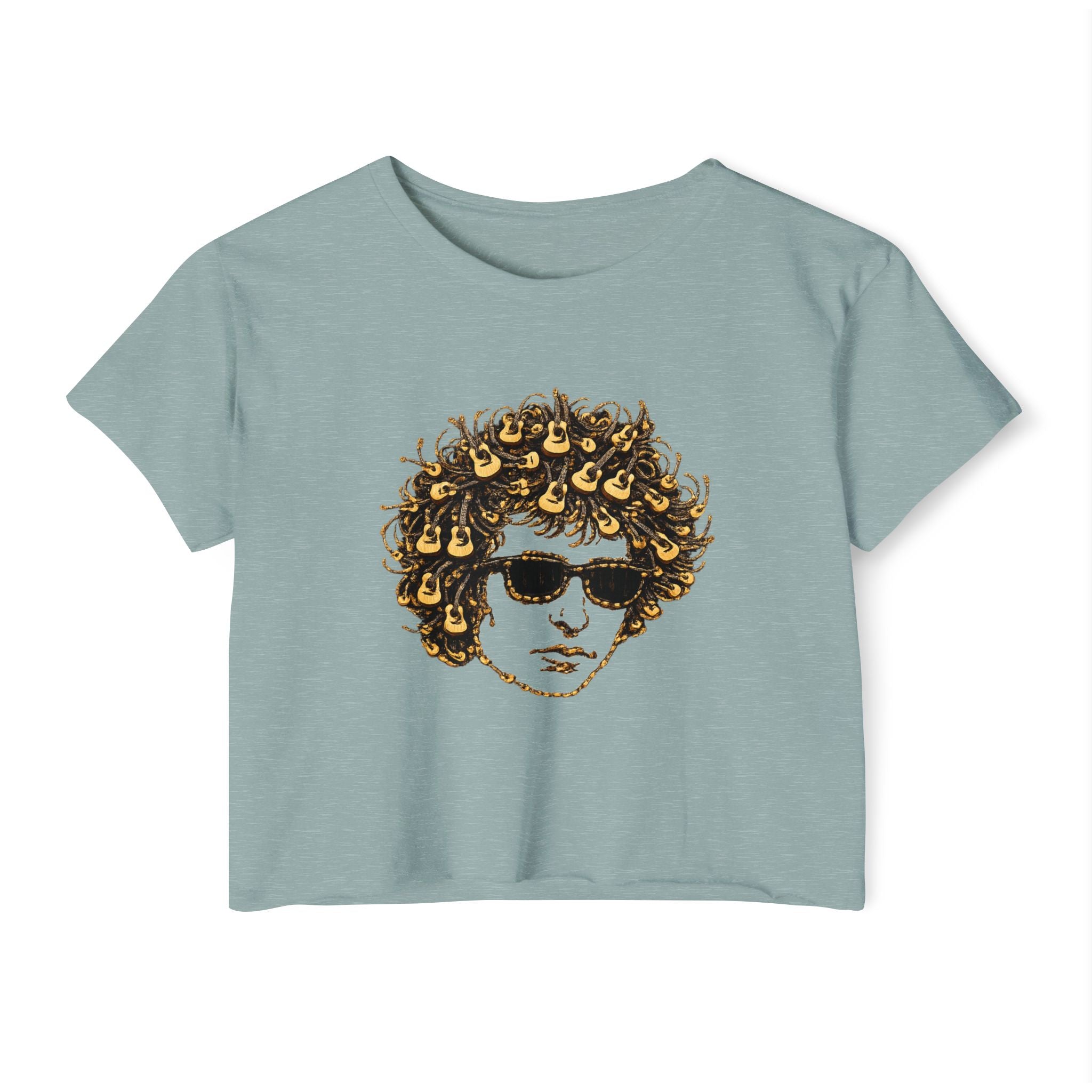 Guitar Bob Dylan Crop Top T-shirt   Music Tee