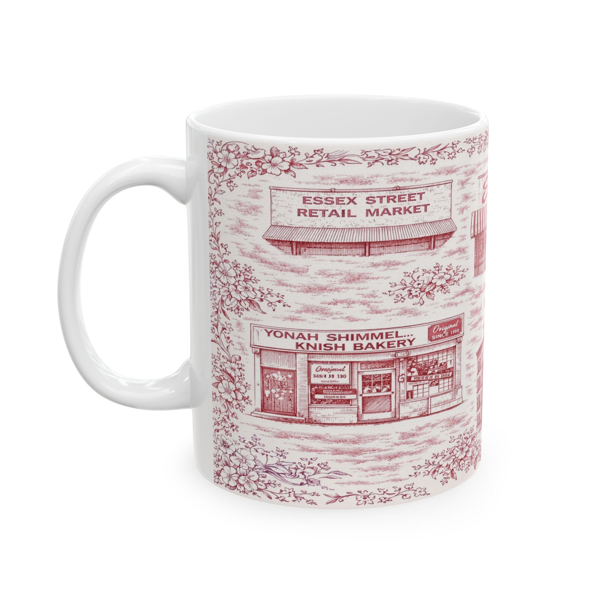 Lower East Side Red Toile de Jouy Mug | NYC Chinoiserie Ceramic Mug