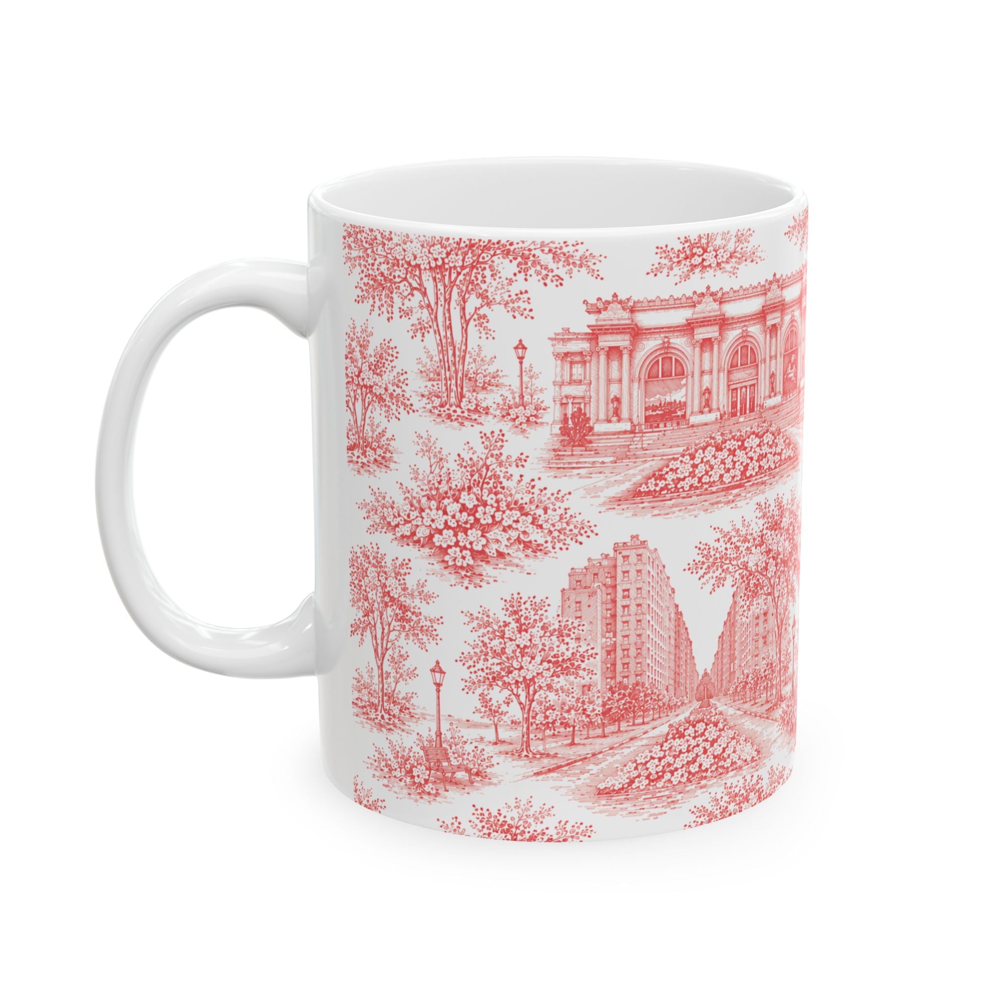 Upper East Side Red Toile de Jouy Mug | New York Chinoiserie Ceramic Mug