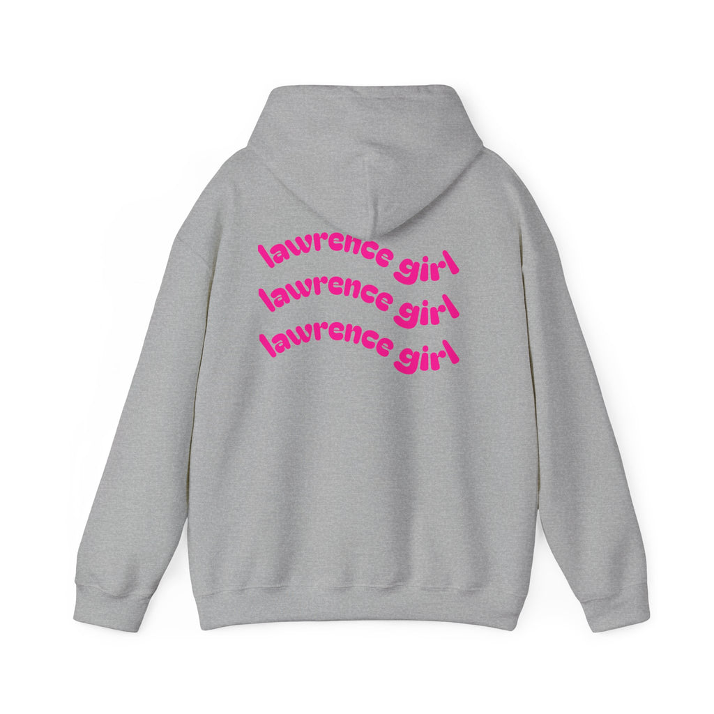 Lawrence Girl Hoodie – Retro Pink Wave Back Print Hooded Sweatshirt