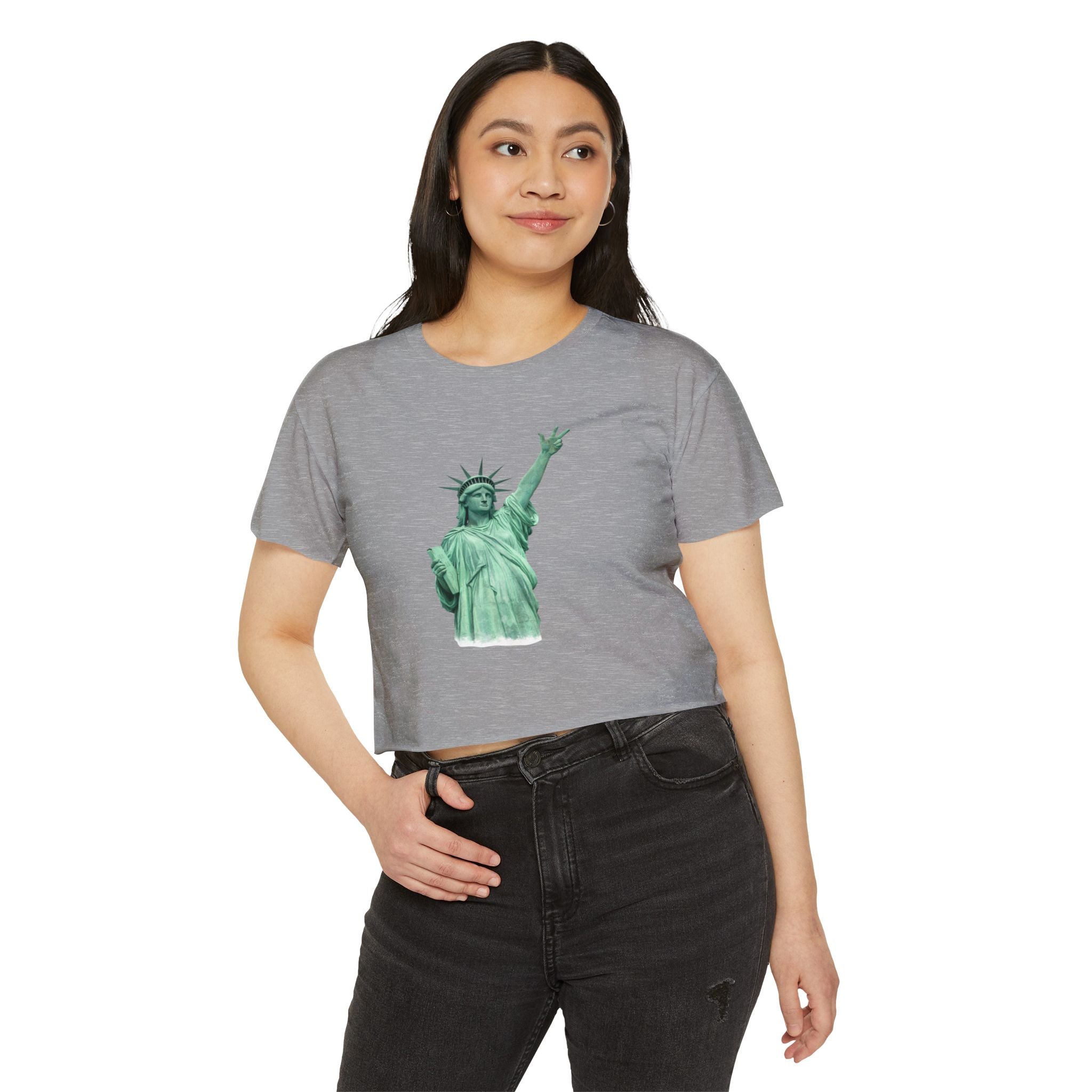 Statue of Liberty Three Points Crop Top Tee | New York Basketball Jalen Brunson T-shirt