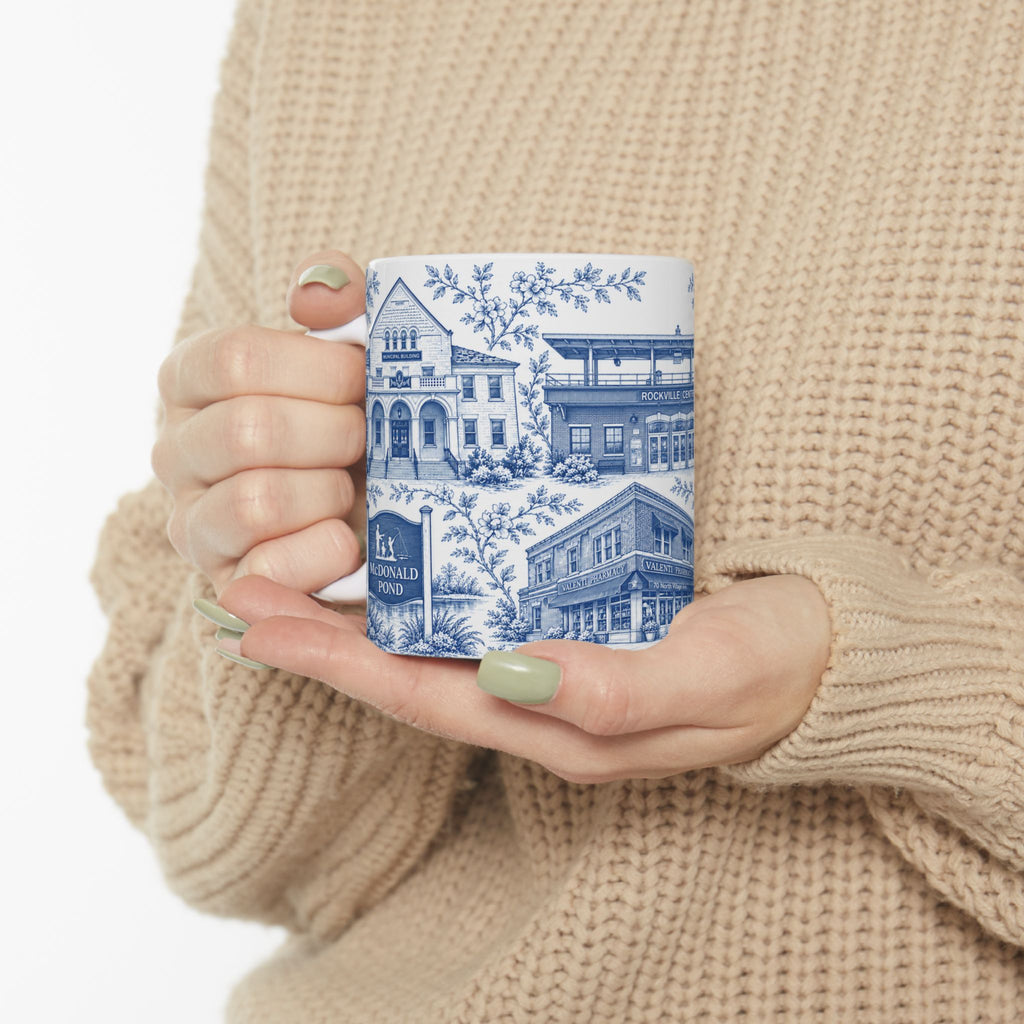 Rockville Center Blue Toile de Jouy 11 oz Mug