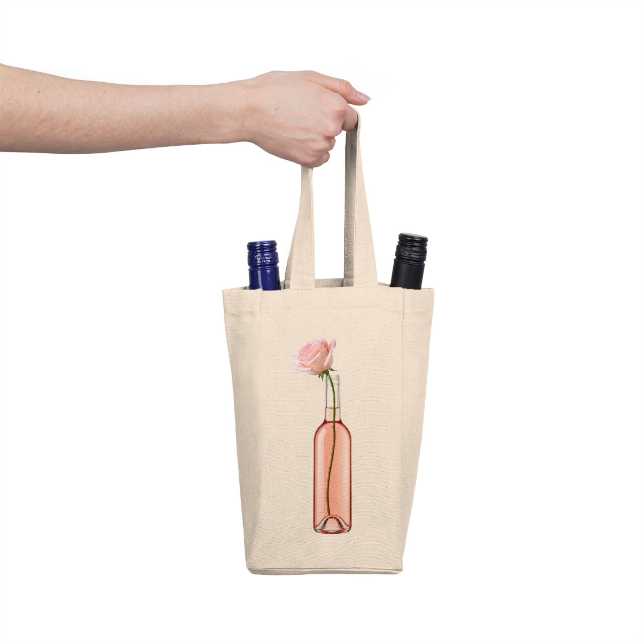 Rosé Wine Bottle Tote — Rose Bottle Double Wine Bag for Picnics & Hostess Gifts