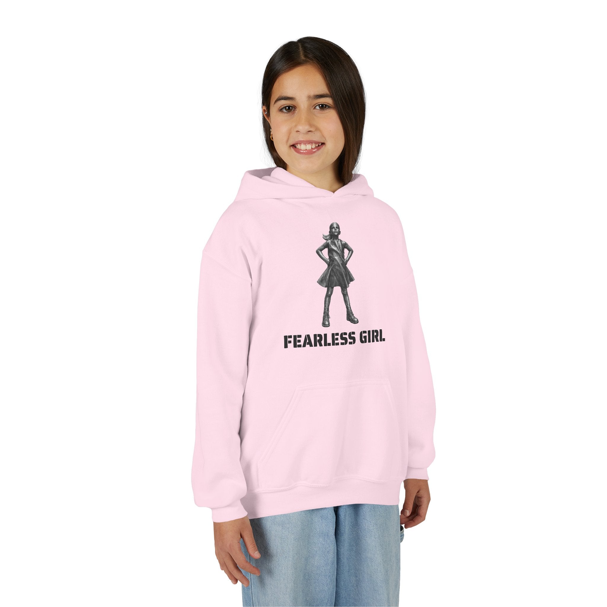 Fearless Girl NYC Kids   Feminist Girl Power New York Childrens Hooded Sweatshirt