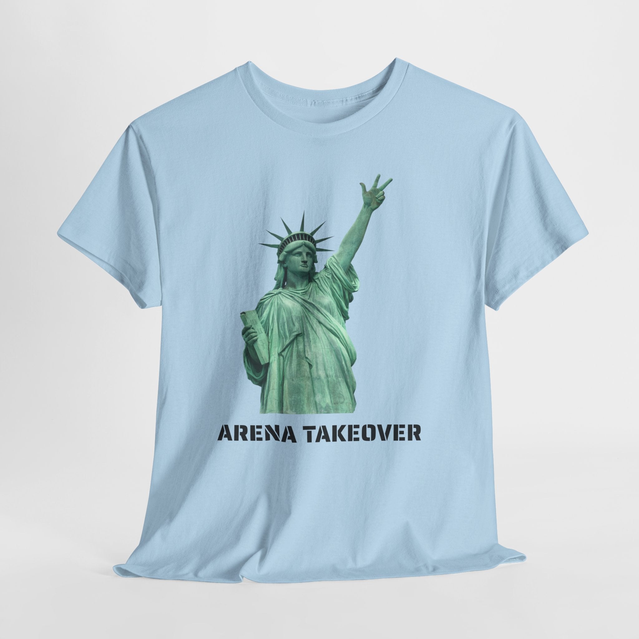 Arena Takeover Statue of Liberty Three Points T-Shirt | NYC Jalen Brunson Basketball 3 Point Shot Tee