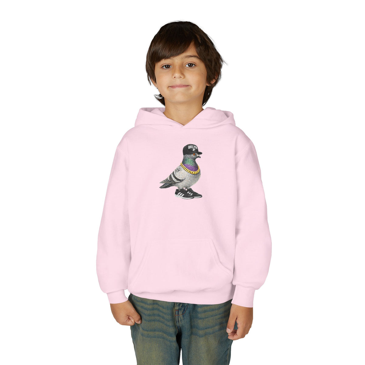 Customizable Brooklyn NYC Pigeon NYC Kids Hoodie | New York Baseball Sports Fan Bird Lovers Childrens Hooded Sweatshirt
