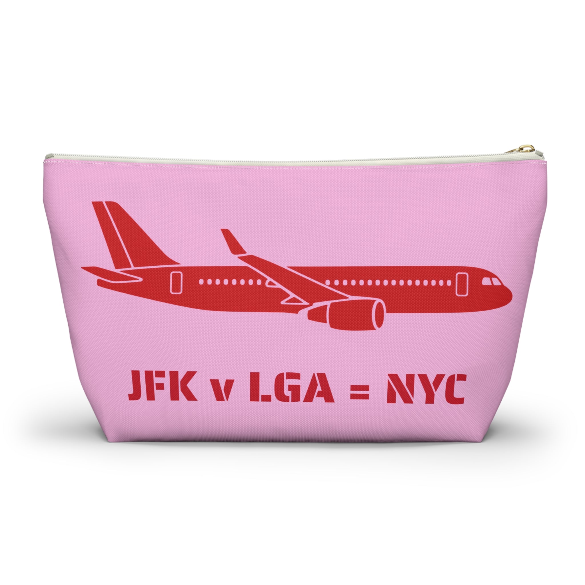 NYC Airport Plane Travel Accessory Pouch — 'JFK v LGA = NYC' Travel Day Makeup Bag