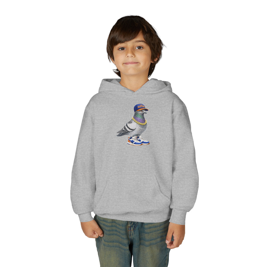 Sudadera con capucha personalizable Queens NYC Pigeon NYC para niños | Sudadera con capucha infantil de amantes de los pájaros para aficionados al béisbol de Nueva York