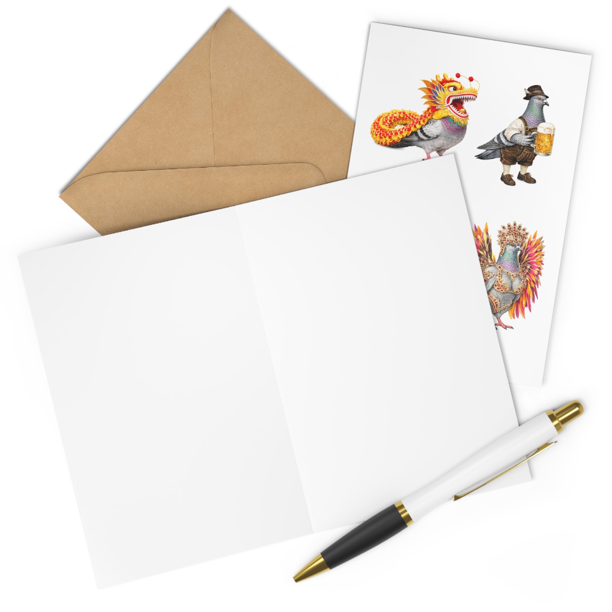 Parade Day NYC Pigeon Greeting Cards | Party Like A New Yorker Bird Lover Holiday Celebration Card Pack of 7