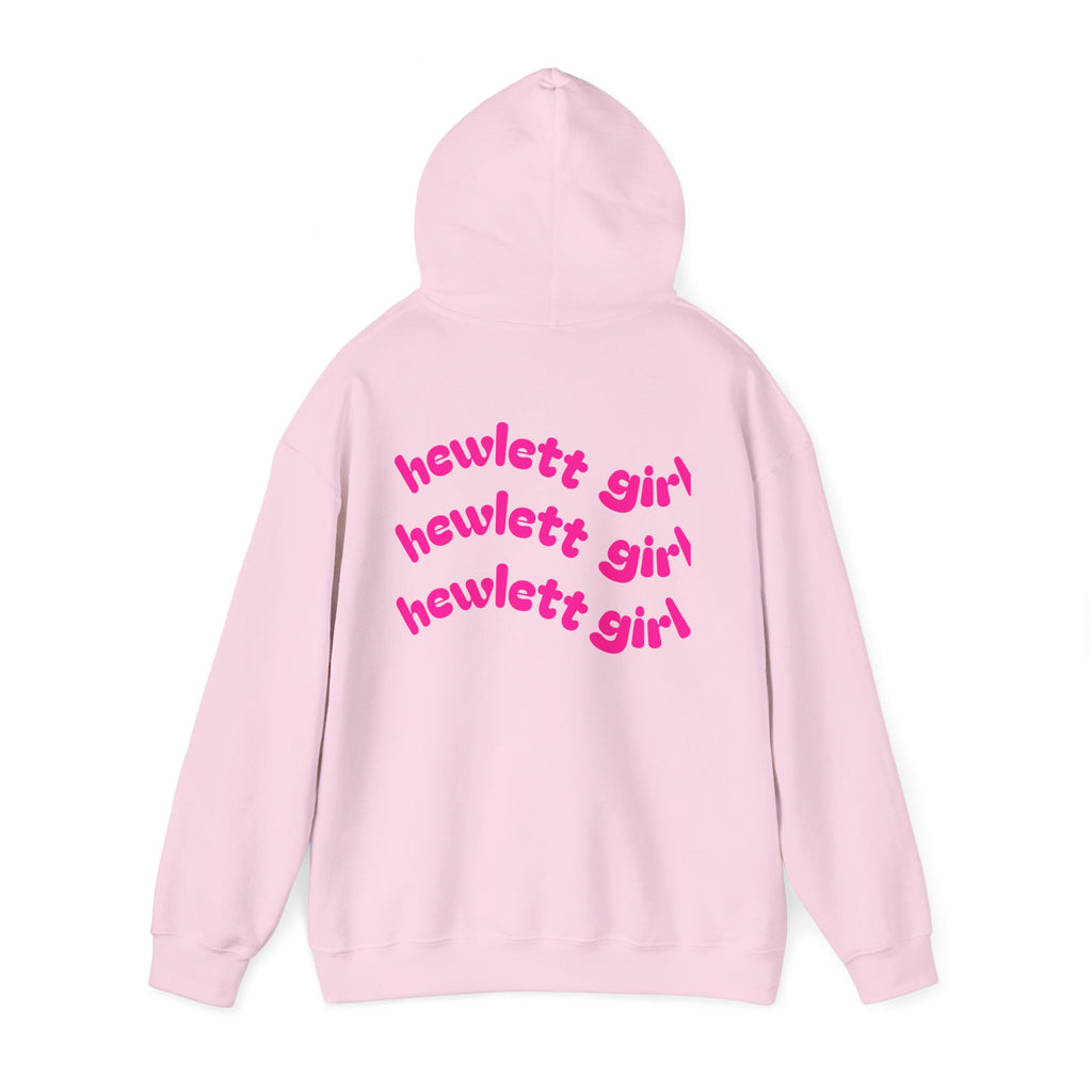 Hewlett Girl Hoodie – Retro Pink Wave Back Print Hooded Sweatshirt