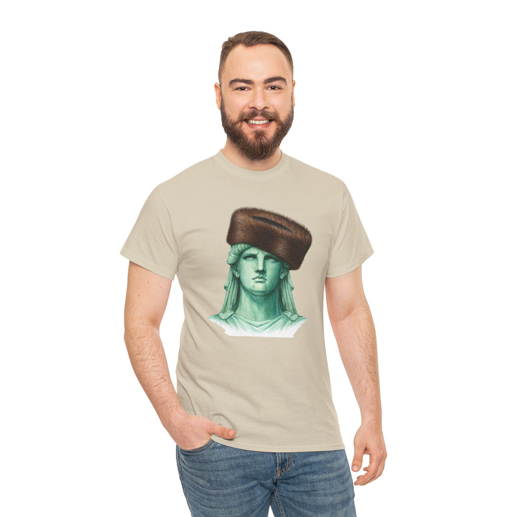 Statue of Liberty Crowned with Shtreimel T-Shirt | NYC Statue Tee