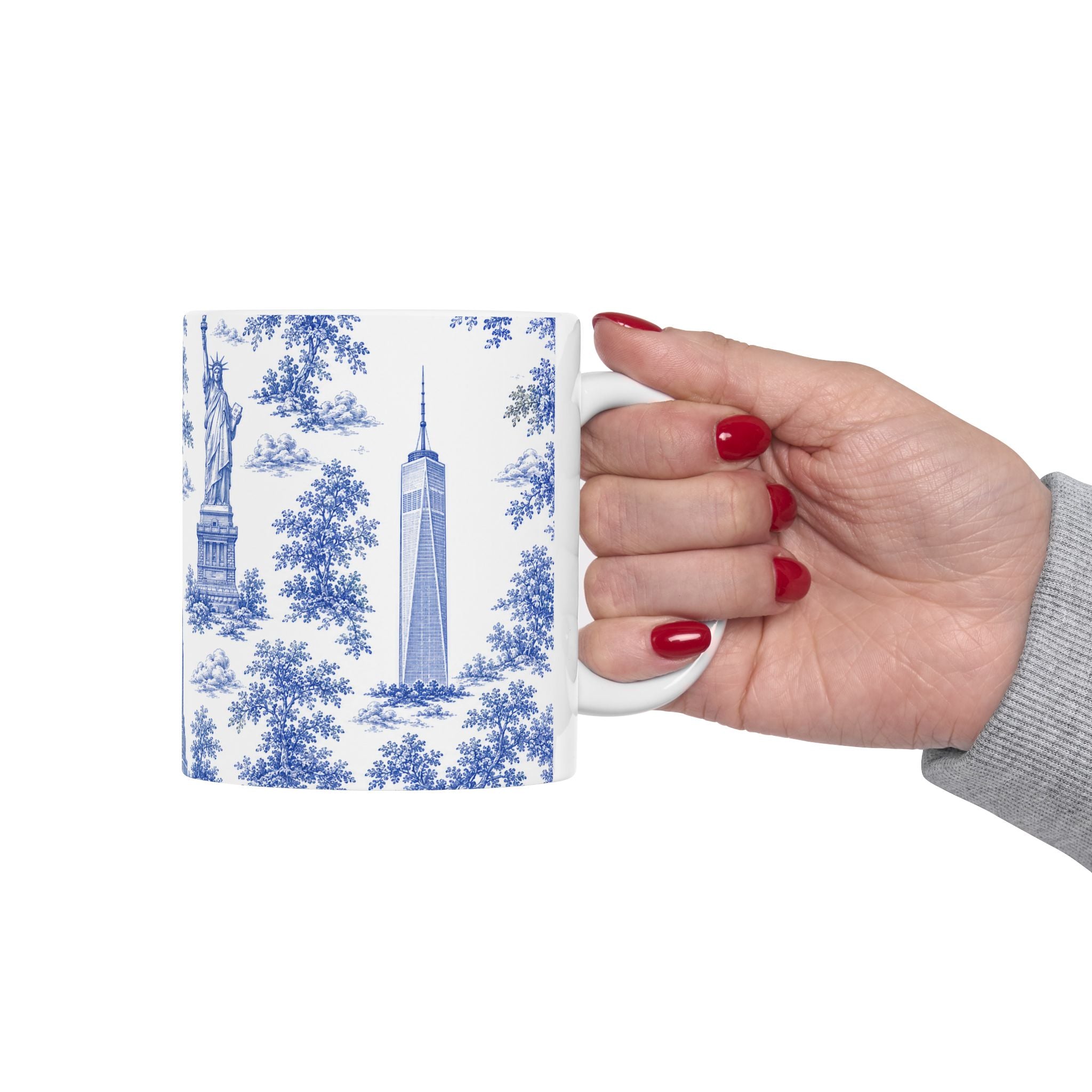 Manhattan Blue Toile de Jouy Mug | New York City Chinoiserie Ceramic Mug