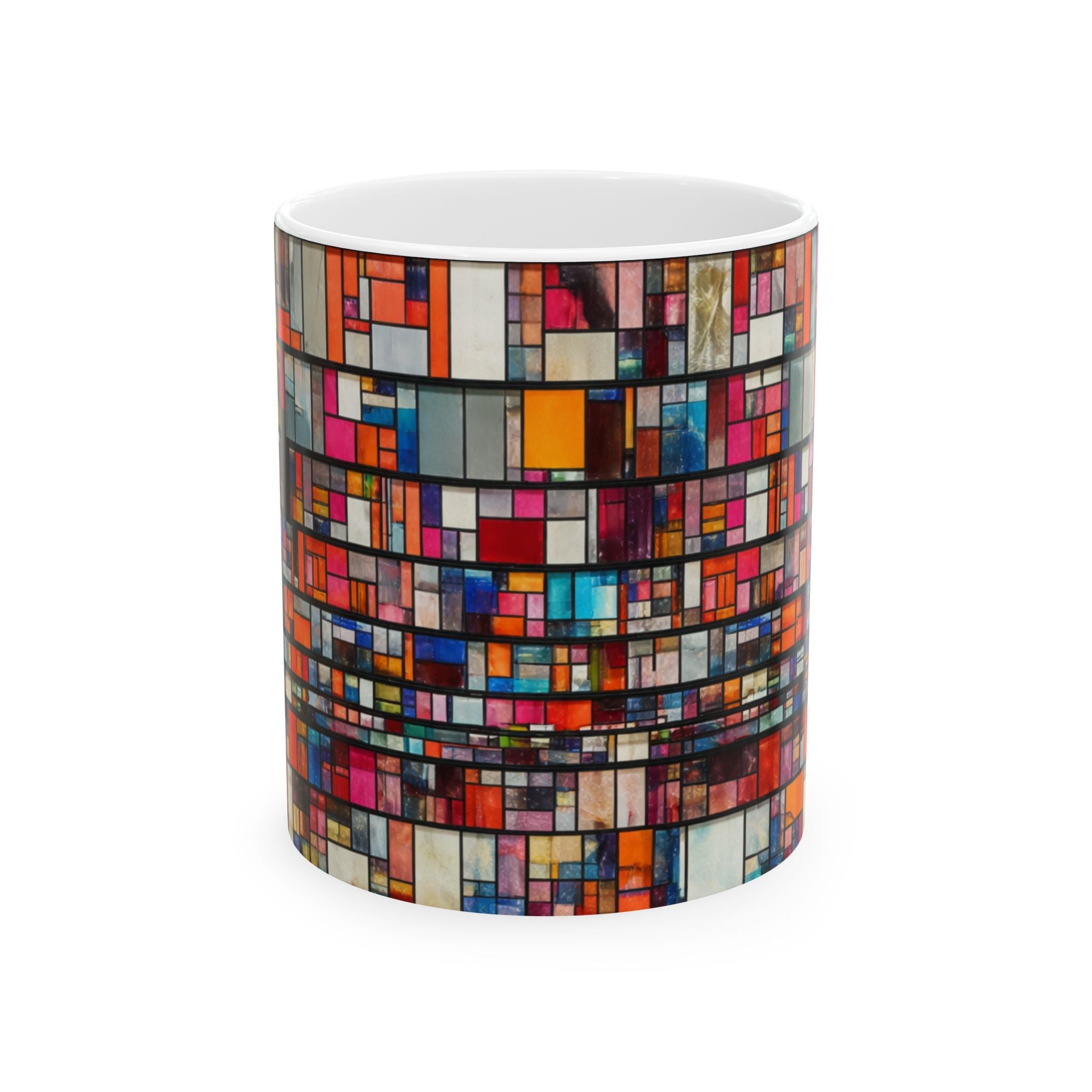 DUMBO Brooklyn Mosaic Water Tower Mug | Colorful Geometric Ceramic Mug 11oz