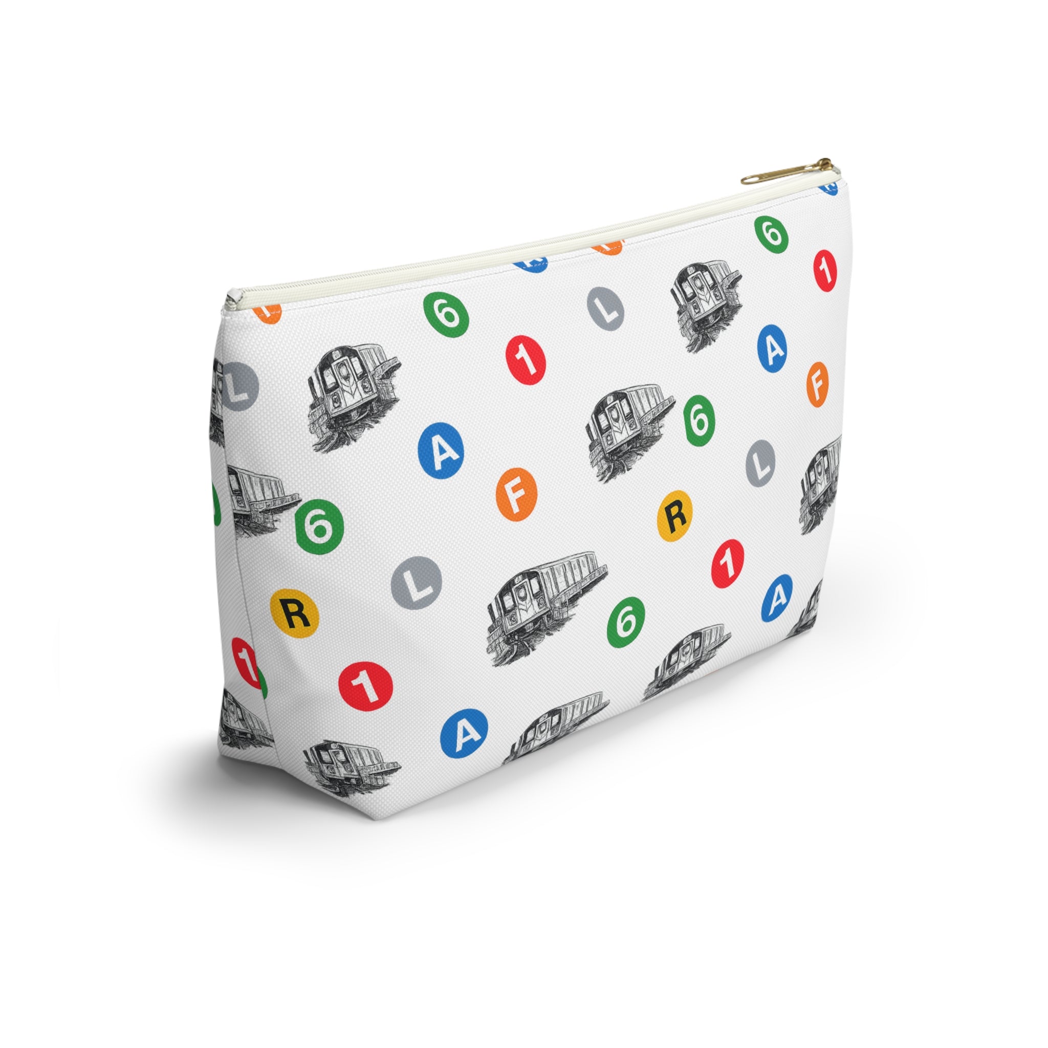 New York Subway Train Transit Icons Large Accessory Pouch — T-Bottom Makeup Bag