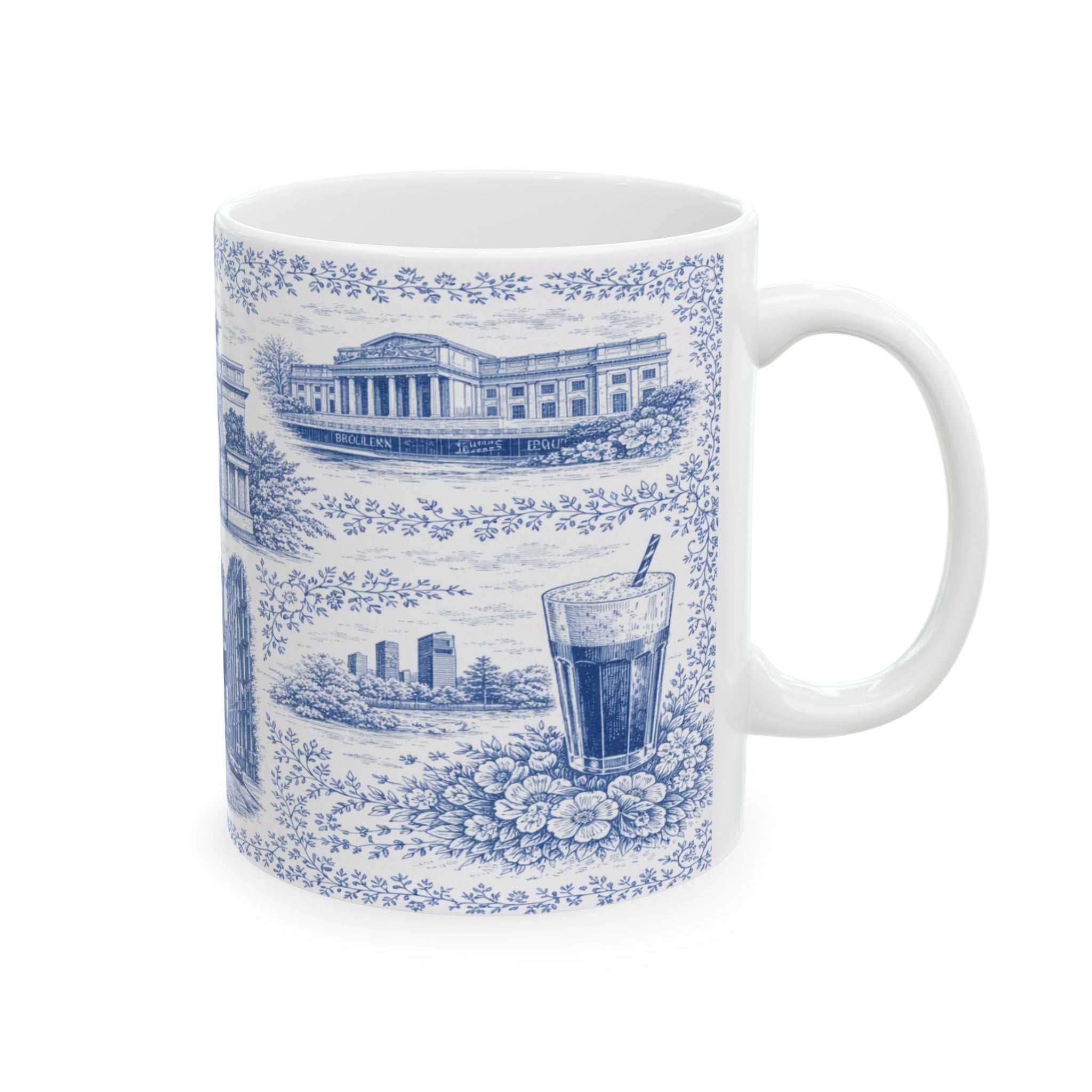 Brooklyn Blue Toile de Jouy Mug | NYC Chinoserie Ceramic Mug
